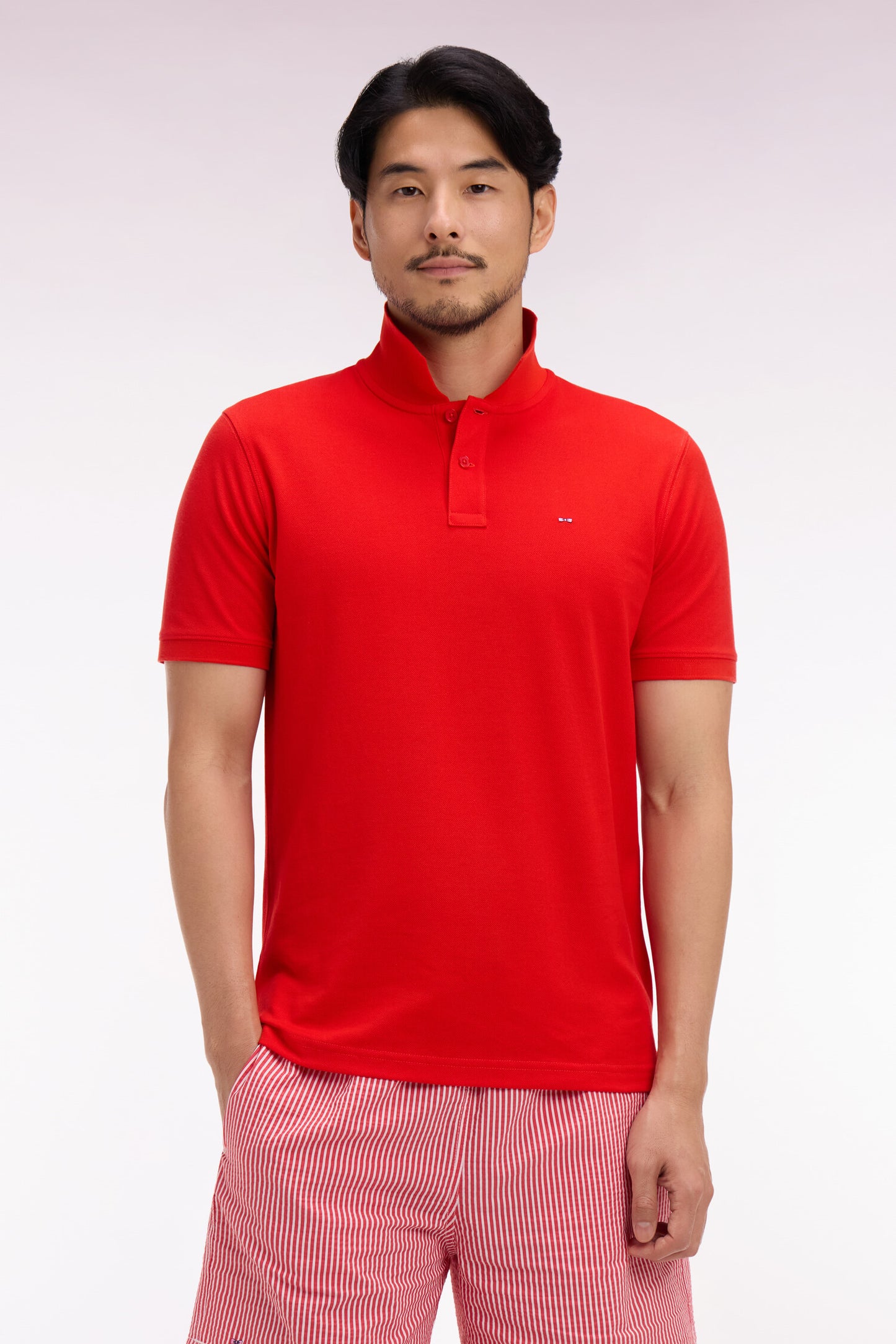 Polo à manches courtes en coton rouge coupe regular