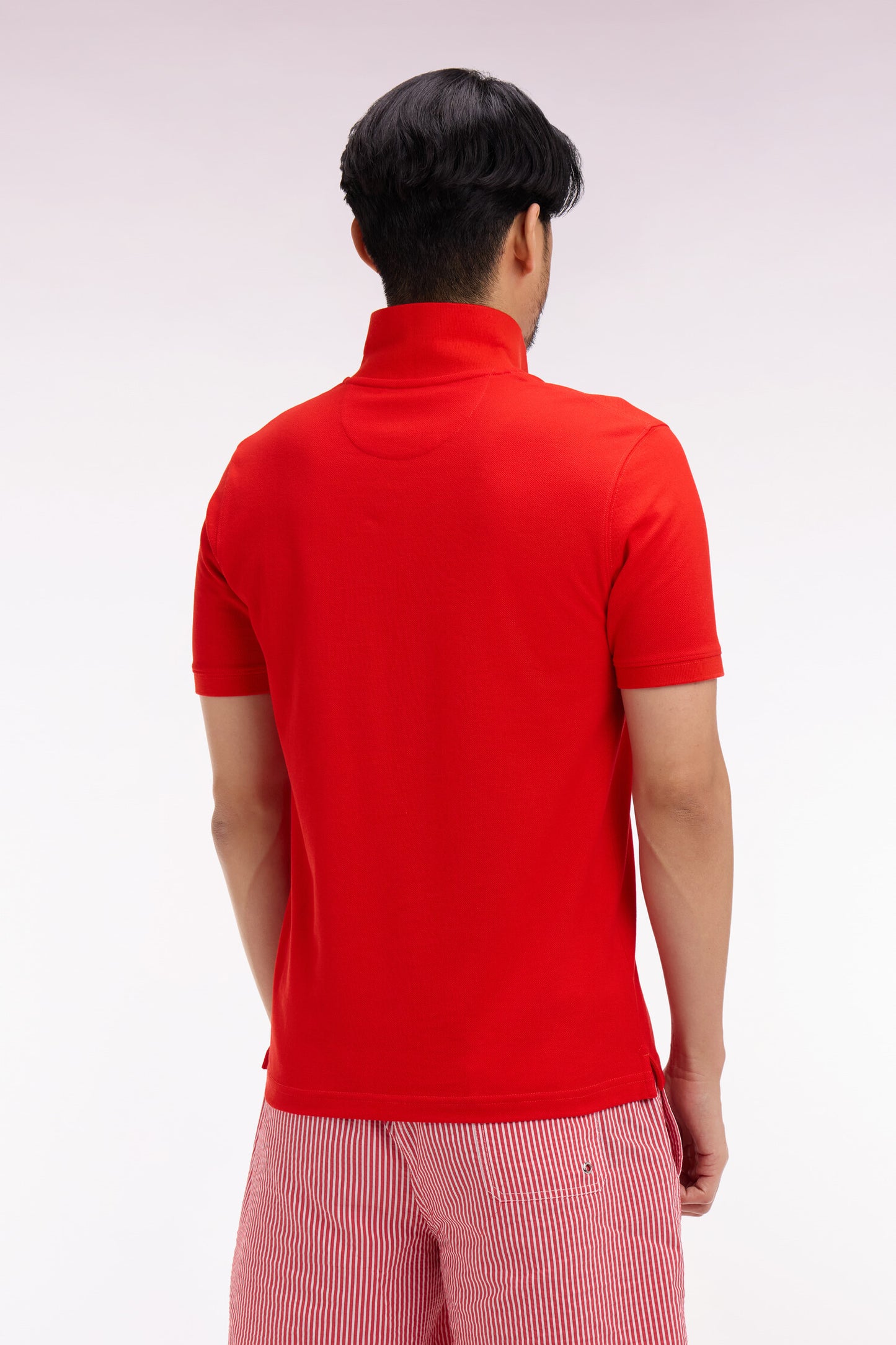 Polo à manches courtes en coton rouge coupe regular