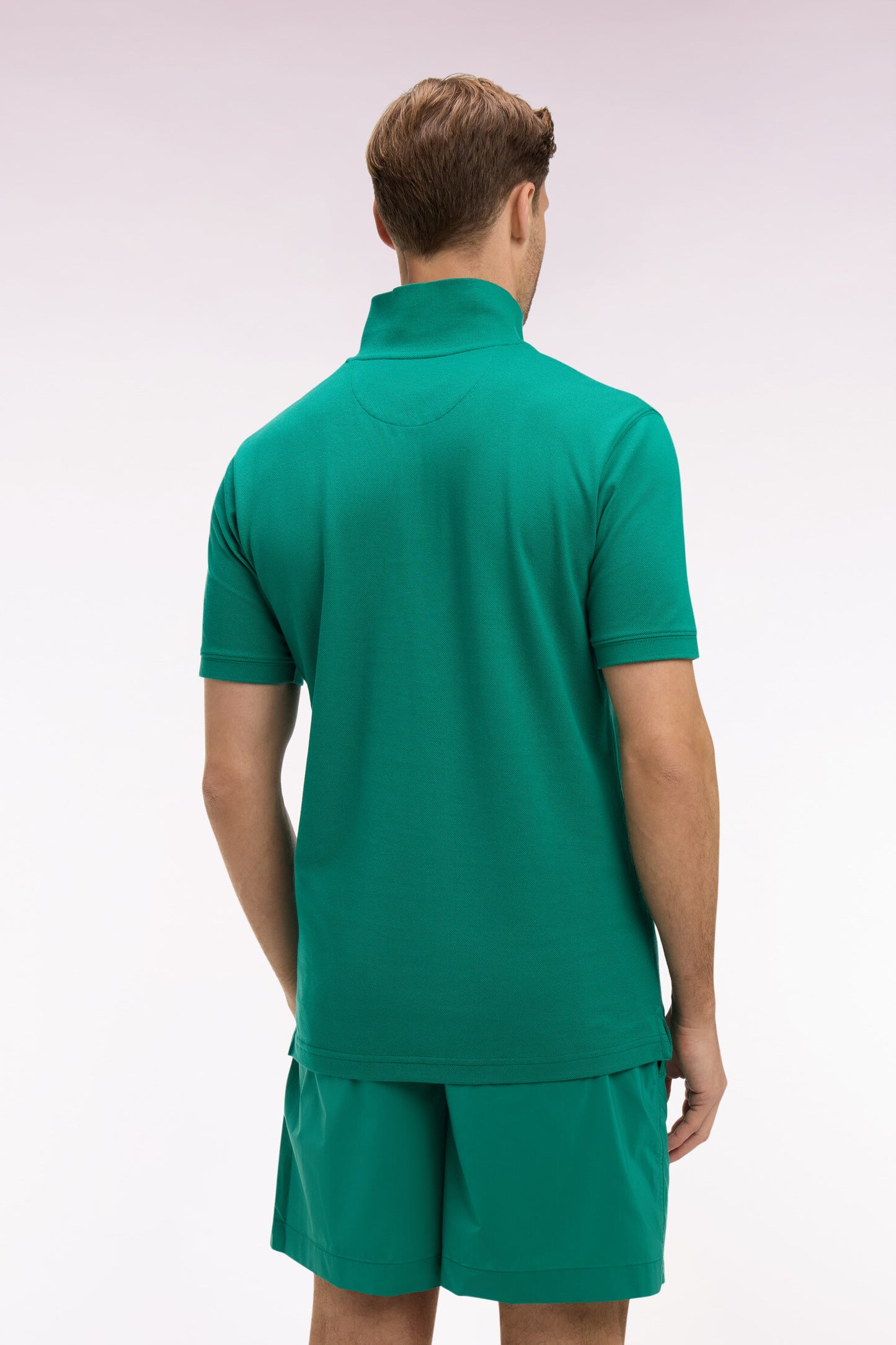 Polo à manches courtes en coton vert foncé coupe regular