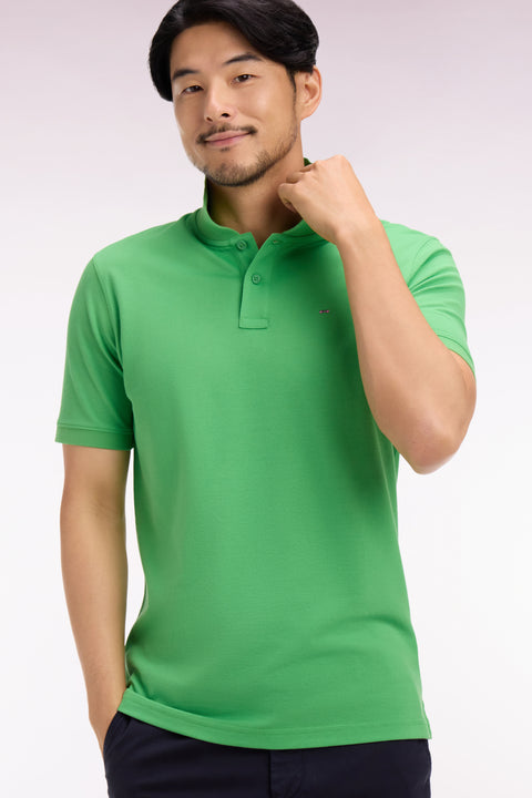 Polo à manches courtes en coton vert coupe regular - Image 1