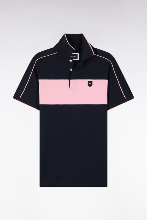 Polo à manches courtes en coton stretch rose coupe slim - Image 2