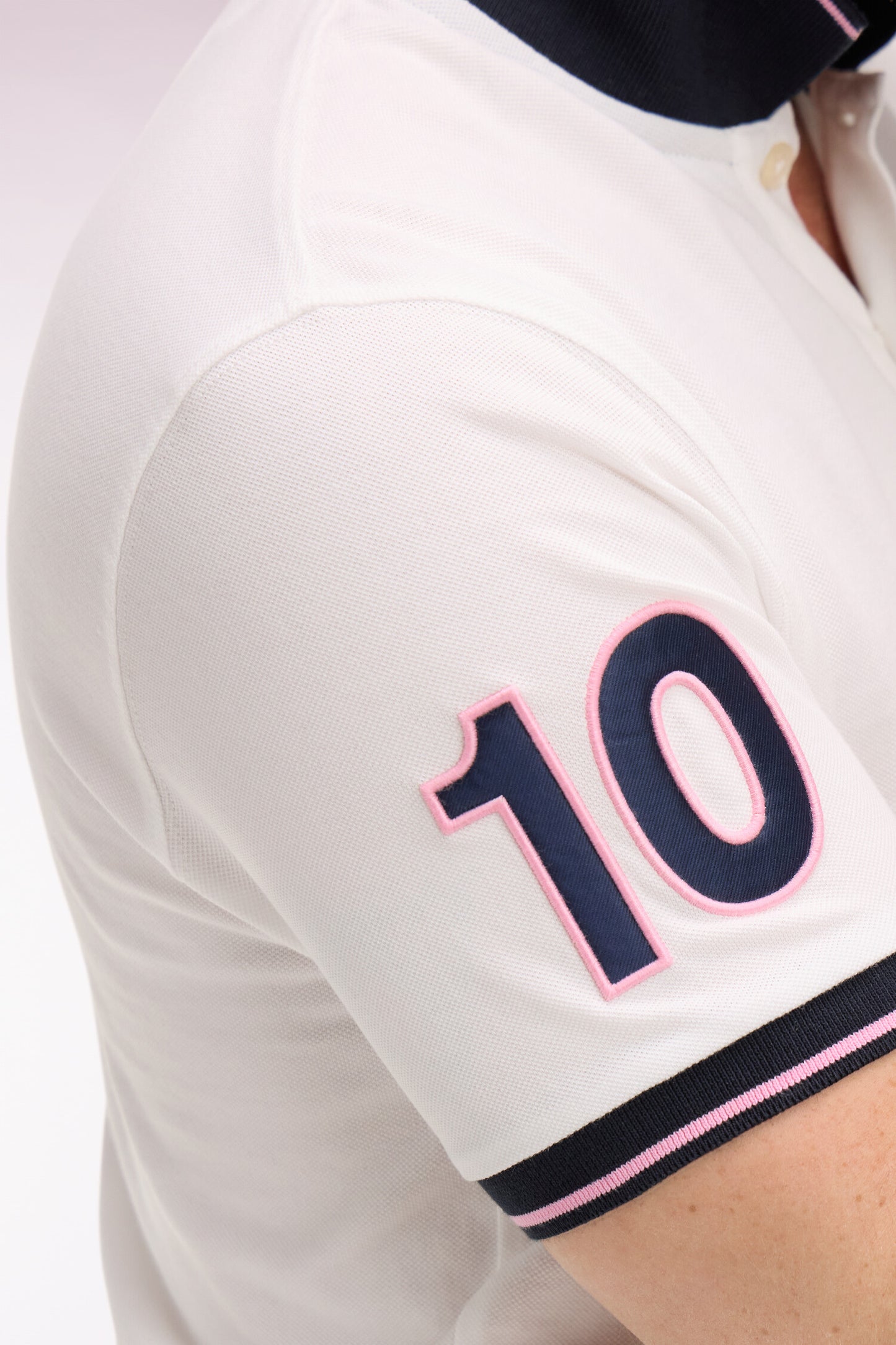 Polo à manches courtes en coton blanc brodé coupe regular