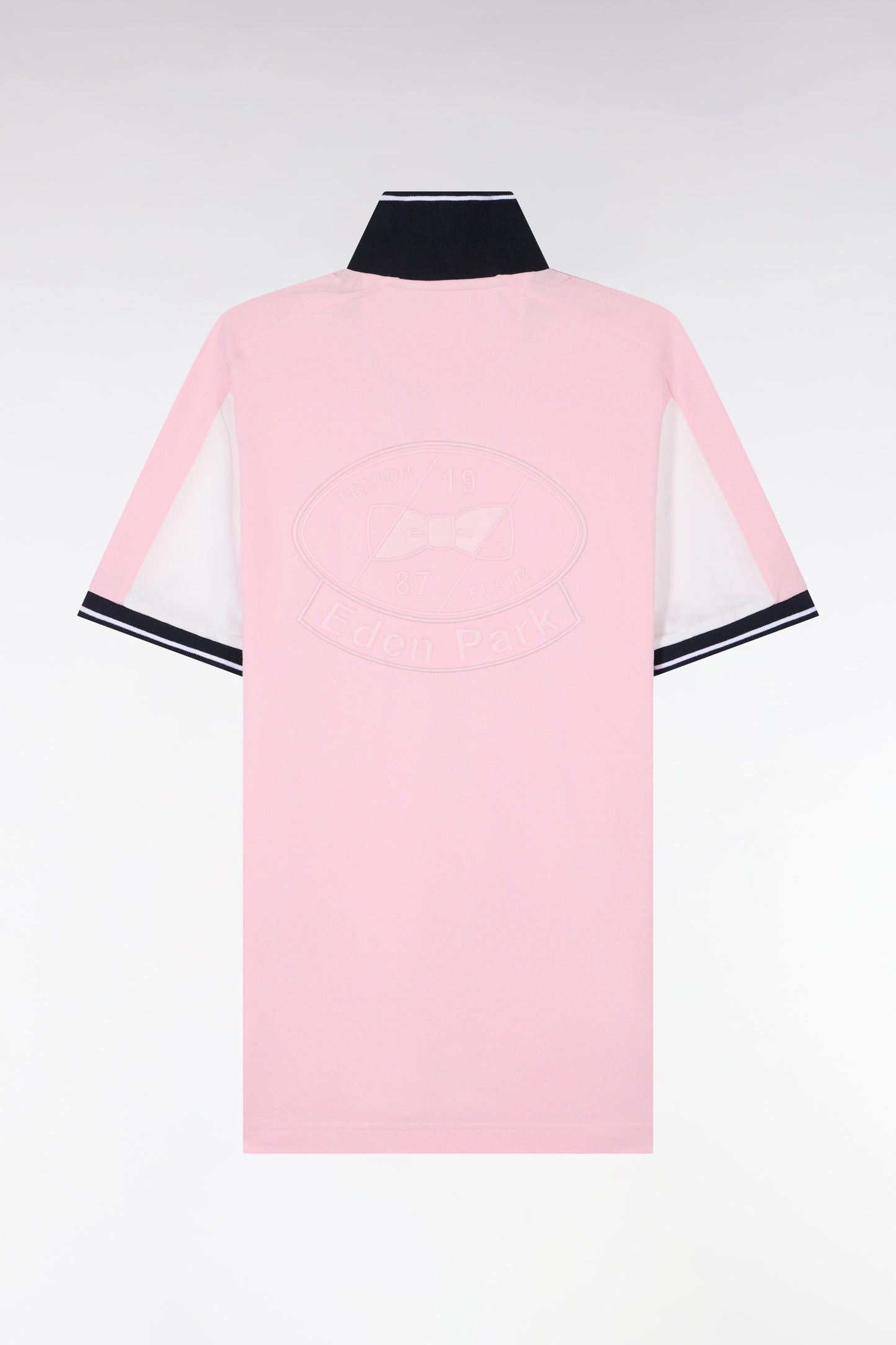 Polo à manches courtes en coton rose brodé coupe regular