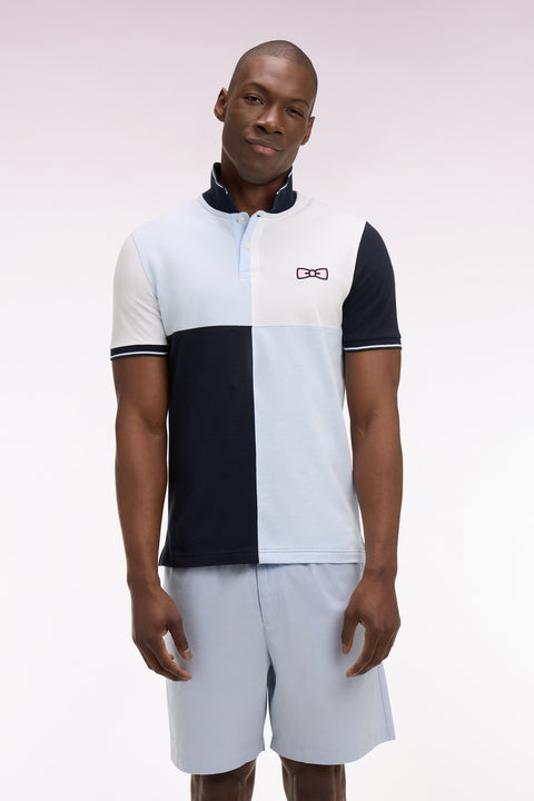 Polo à manches courtes en coton bleu ciel à cadrans coupe regular - Image 3