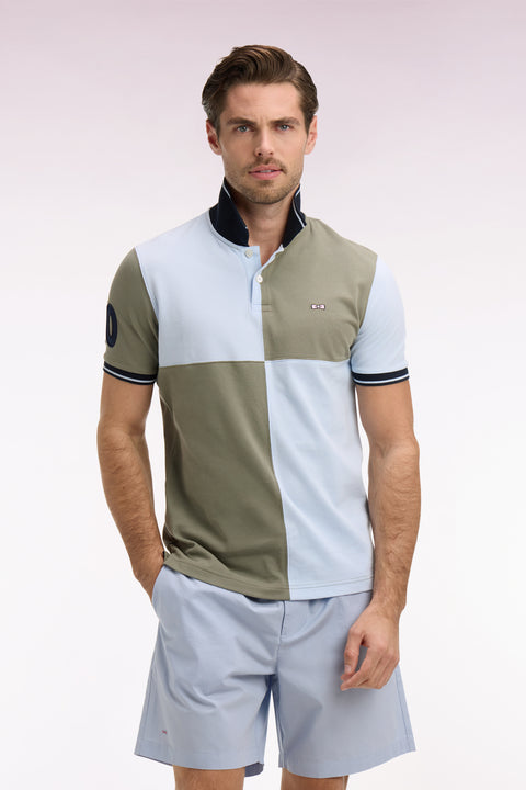 Polo à manches courtes en coton beige et ciel à cadrans coupe regular - Image 3