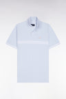 Polo à manches courtes en coton bleu ciel à rayures blanches coupe regular