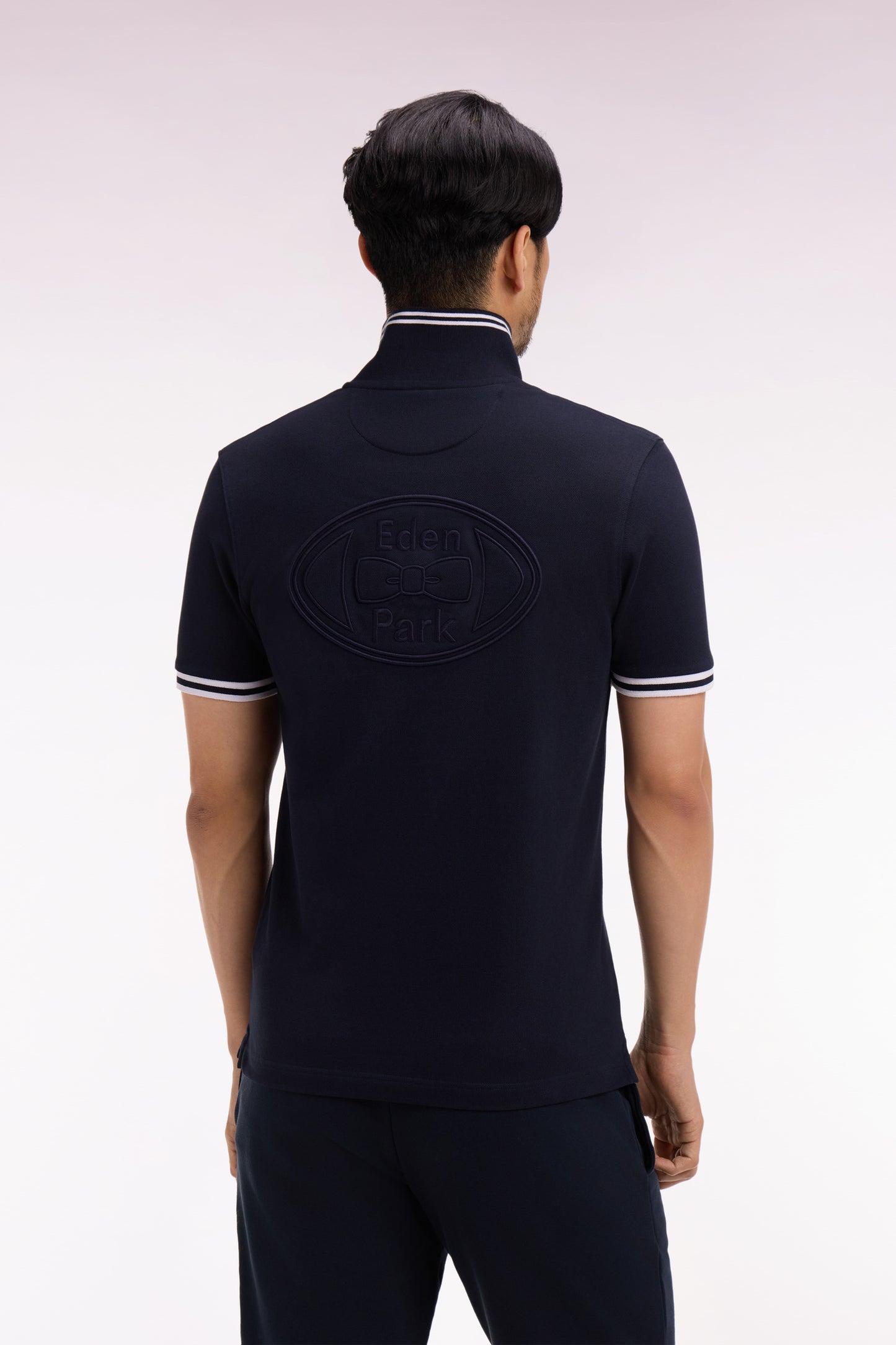 Polo à manches courtes en coton marine