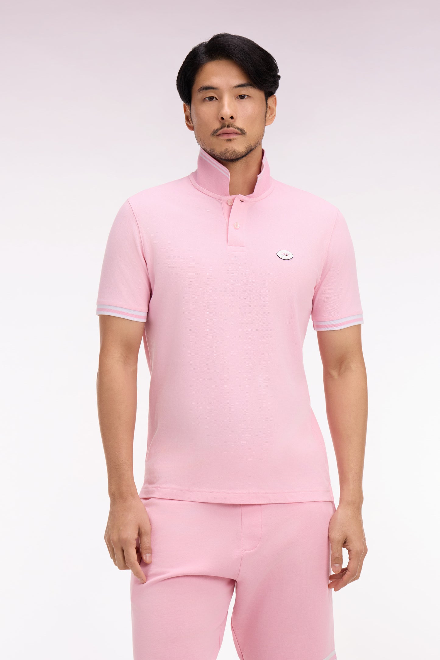 Polo à manches courtes en coton rose