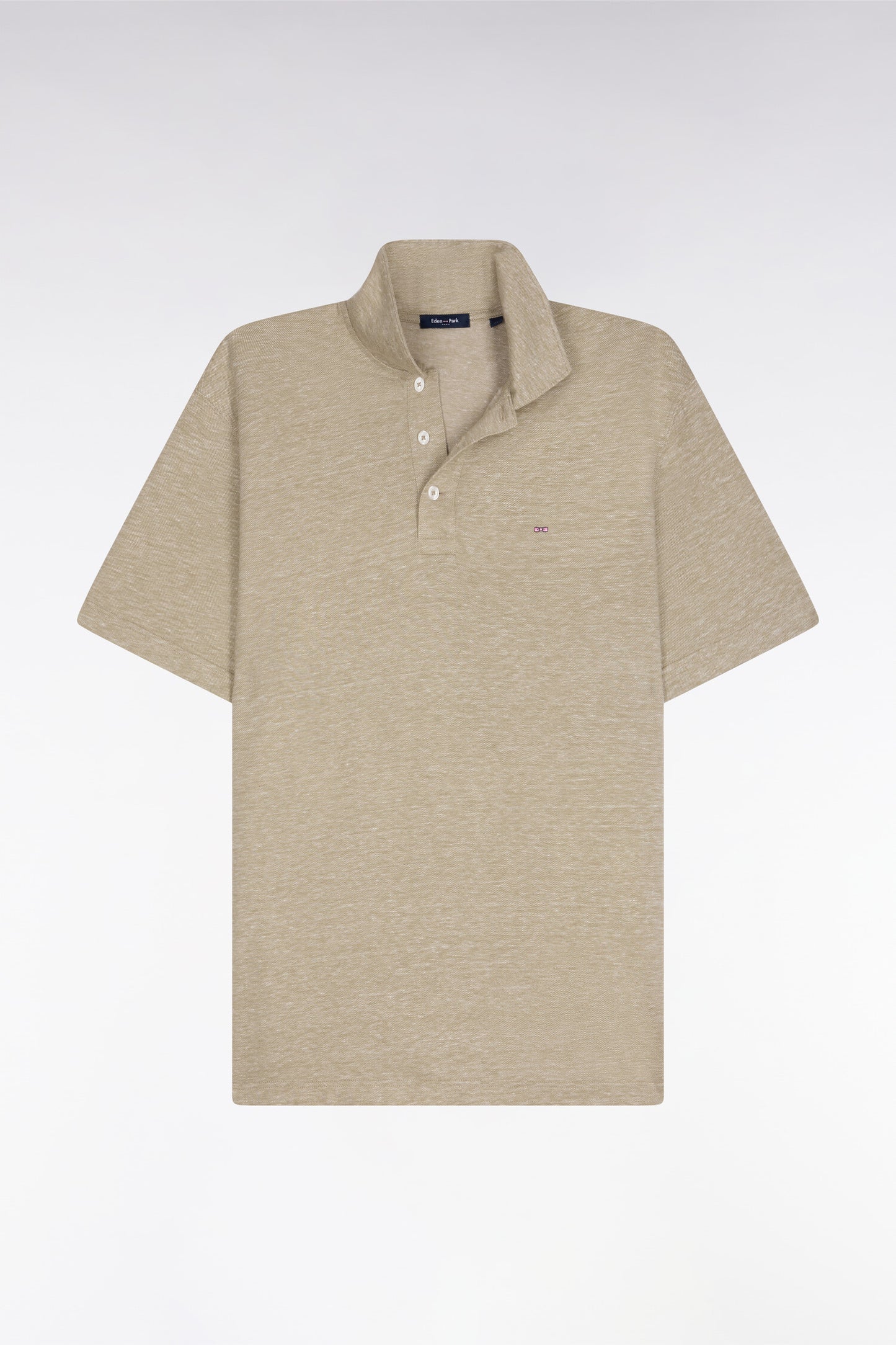 Polo à manches courtes en Oxford beige coupe regular
