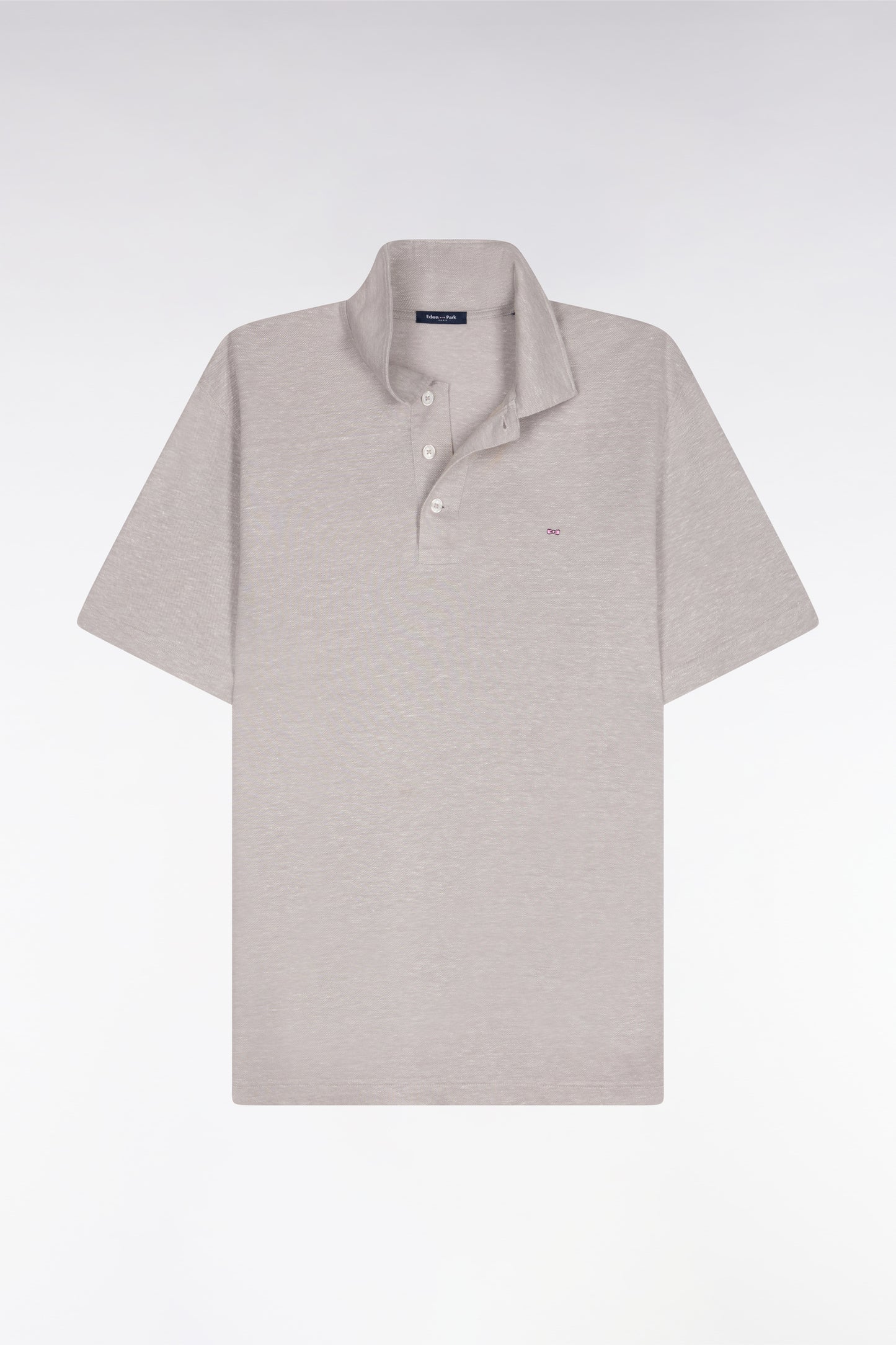 Regular fit gray Oxford short sleeve polo shirt