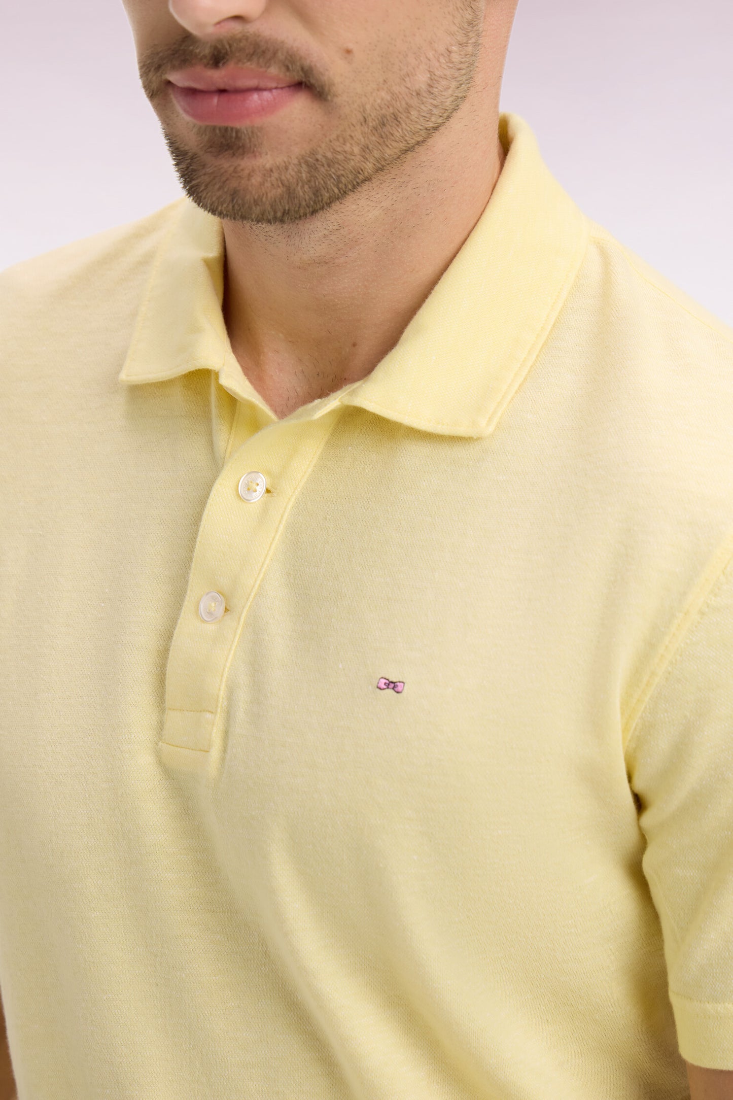 Polo à manches courtes en Oxford jaune coupe regular