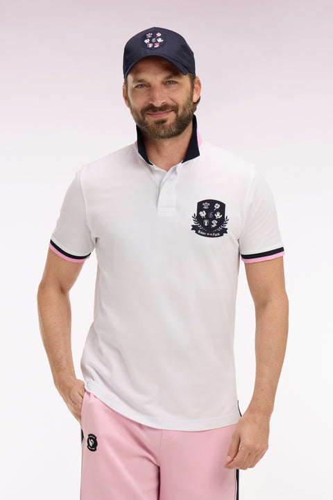 Polo à manches courtes 6 Nations en piqué coton blanc - Image 3