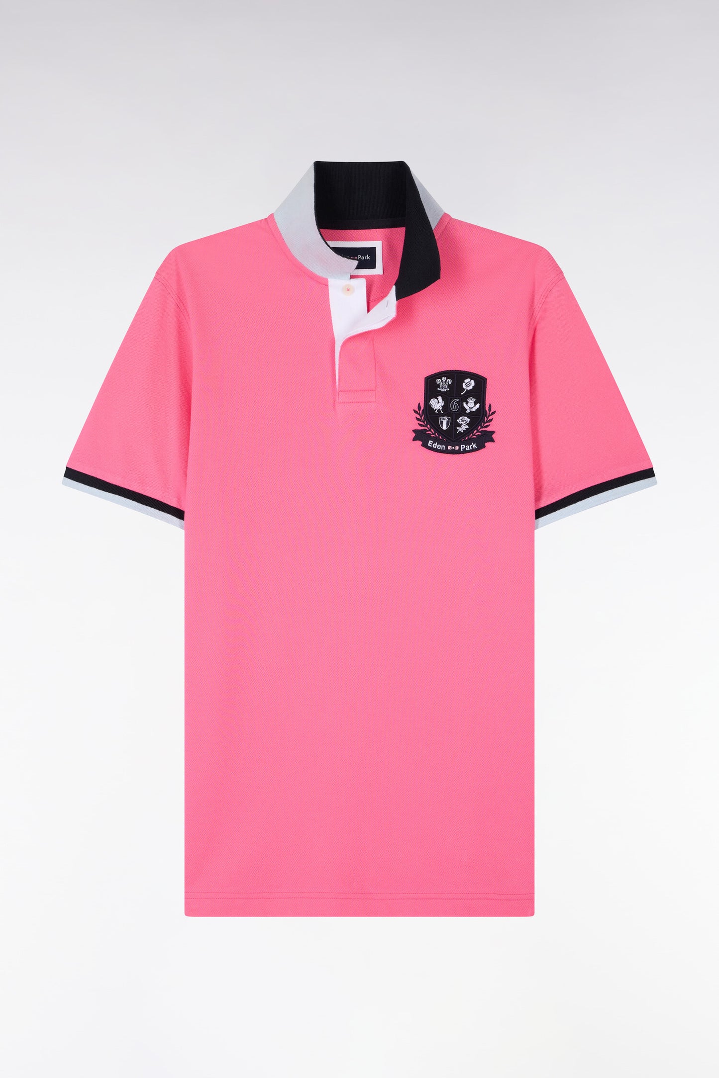 6 Nations short-sleeved polo shirt in pink cotton pique