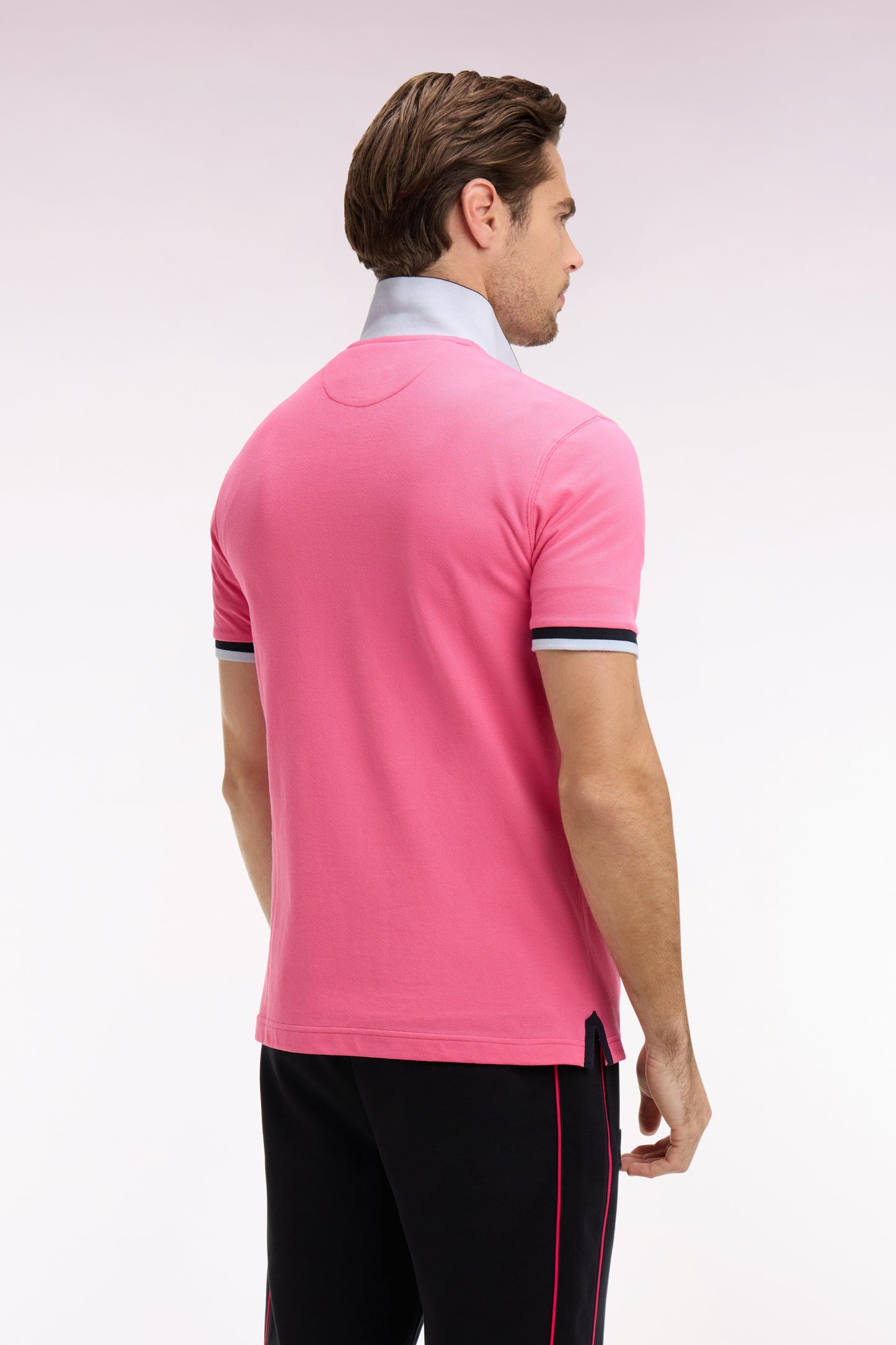6 Nations short-sleeved polo shirt in pink cotton pique