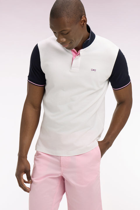 Polo à manches courtes en piqué coton blanc broderie dos - Image 1