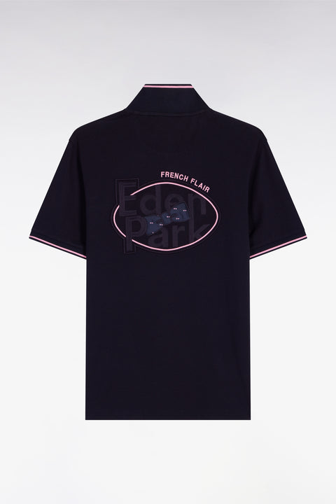 Polo à manches courtes en piqué coton marine - Image 2