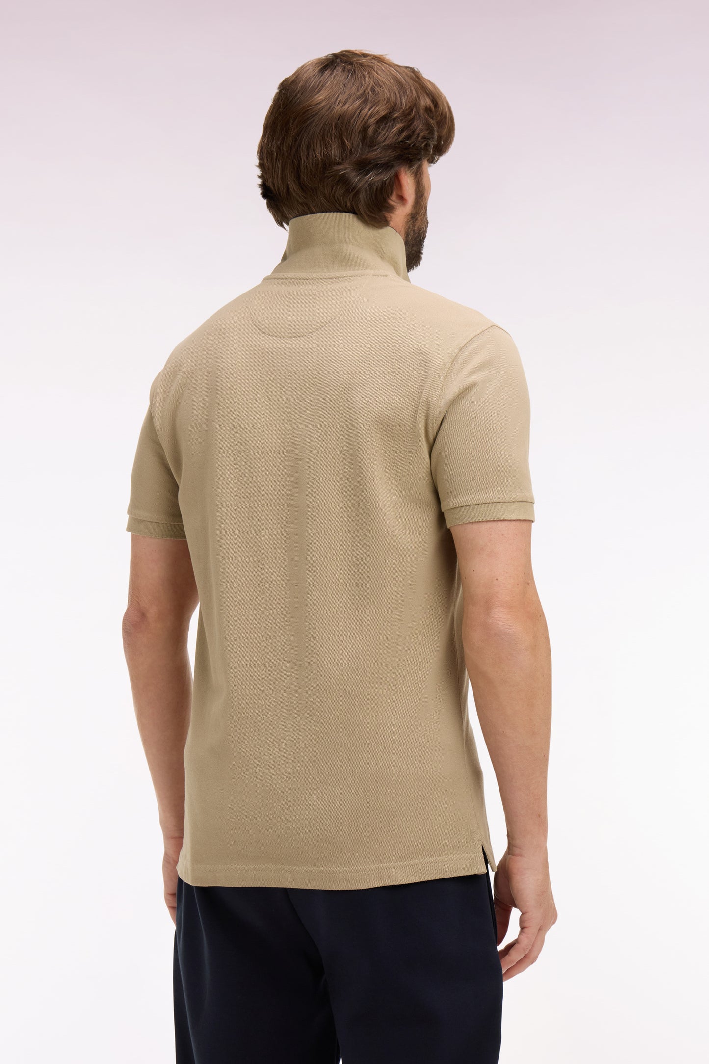 Polo à manches courtes en piqué coton beige coupe regular