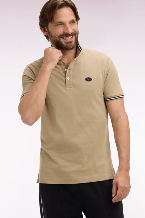 Polo à manches courtes en coton beige - Image 1