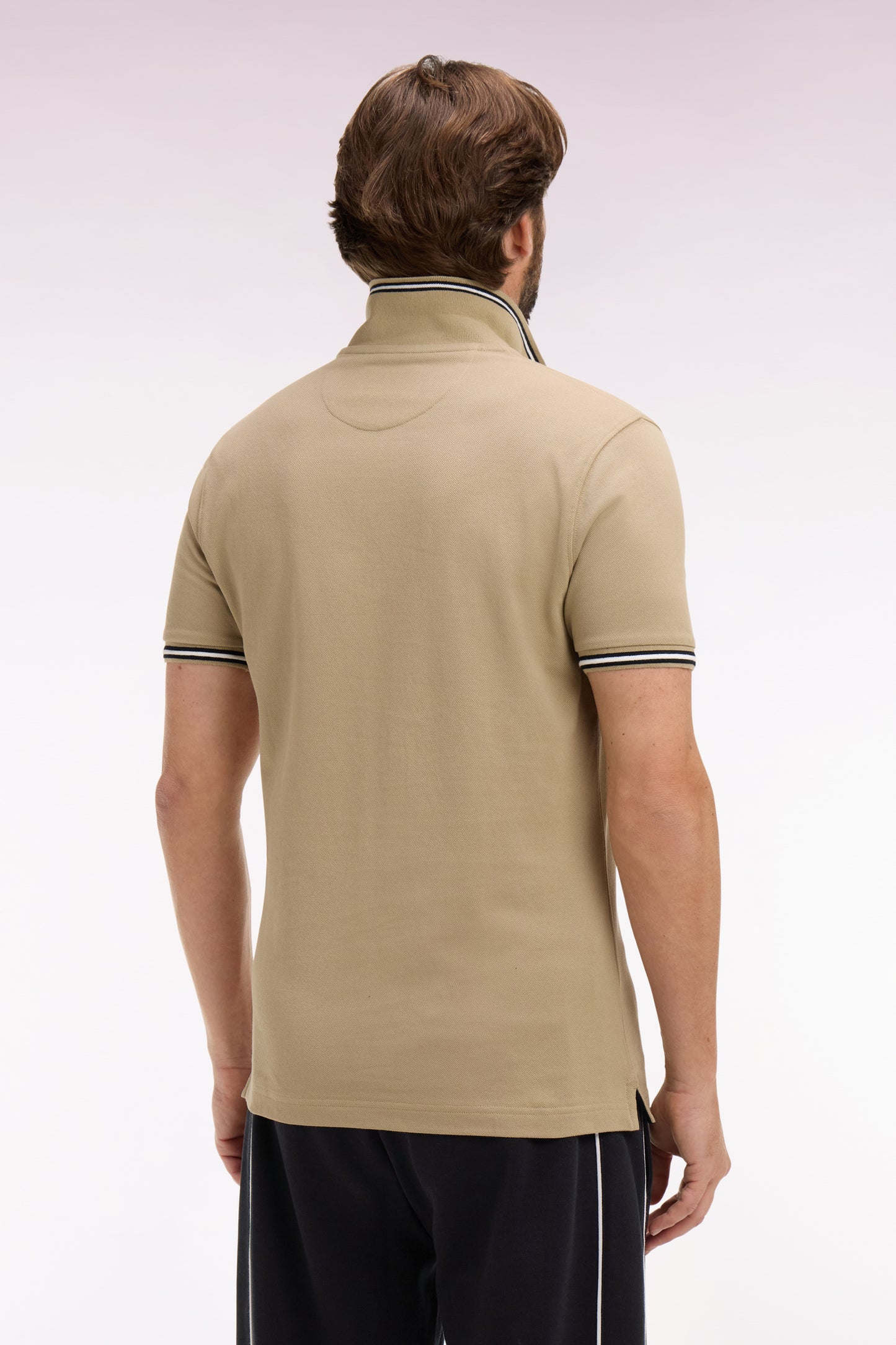 Polo à manches courtes en coton beige