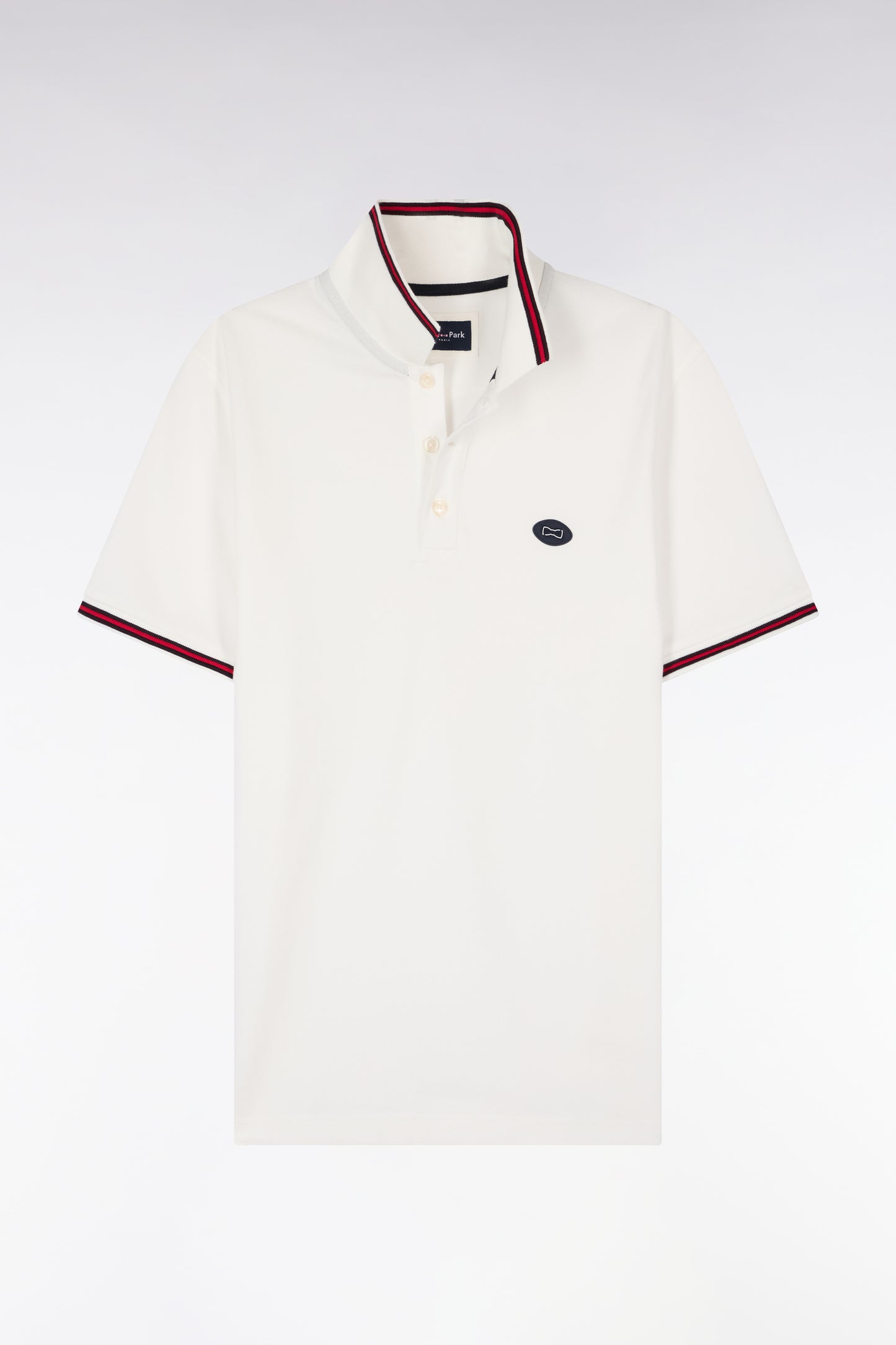 White cotton short-sleeved polo shirt