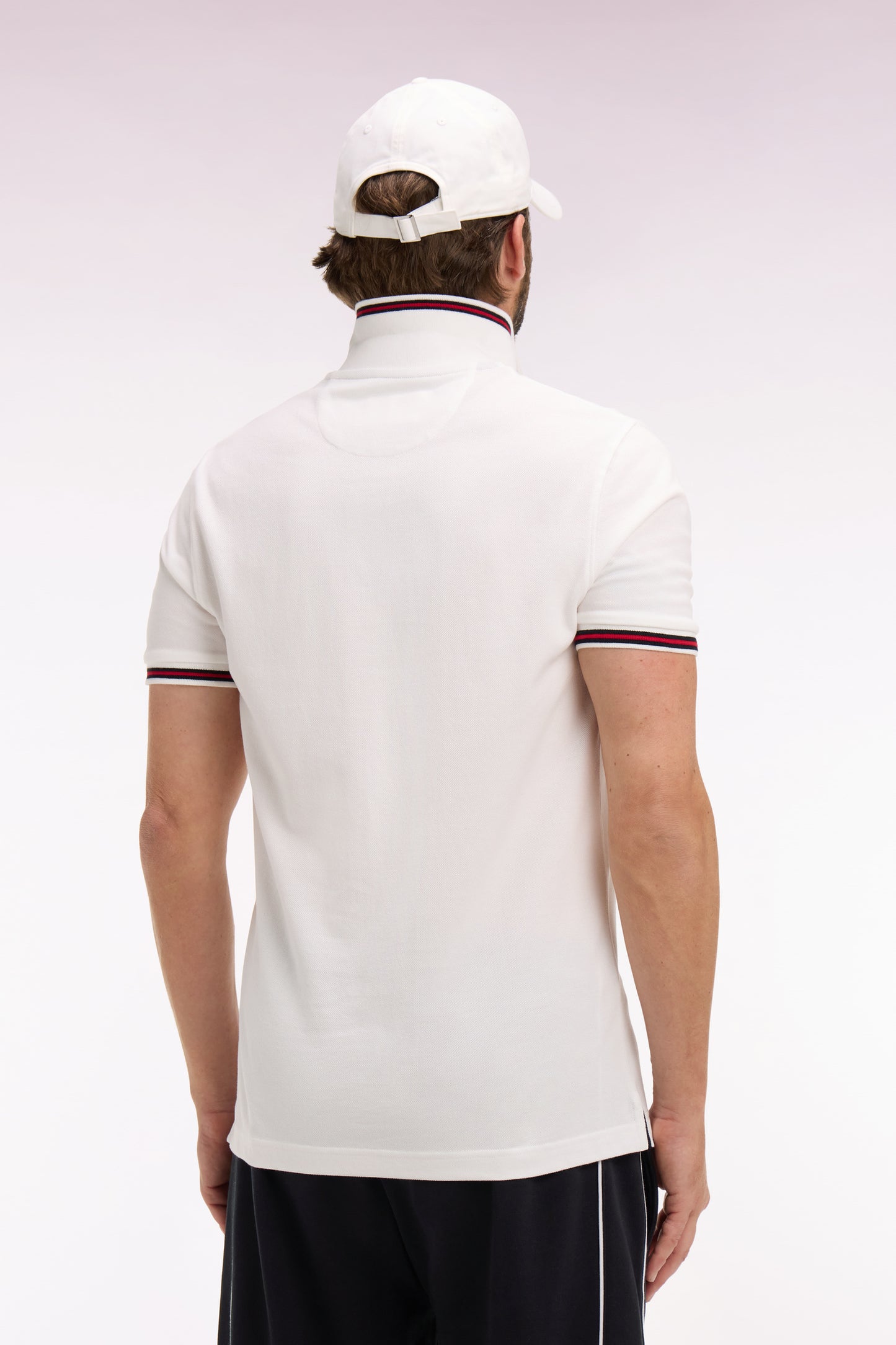 White cotton short-sleeved polo shirt