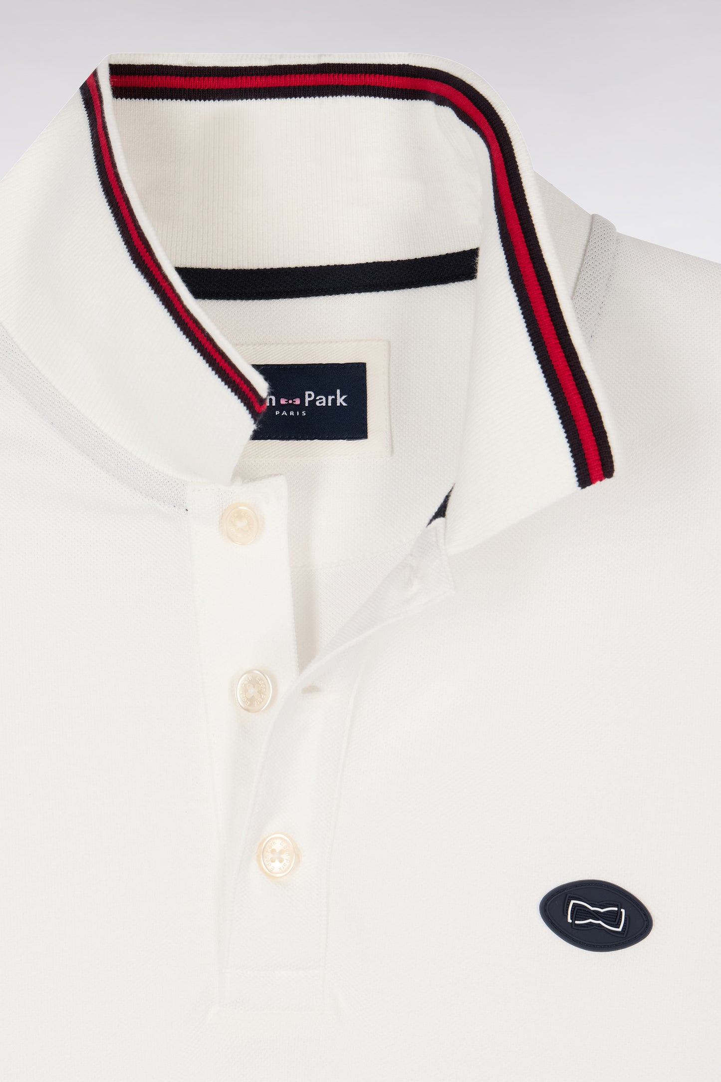 White cotton short-sleeved polo shirt