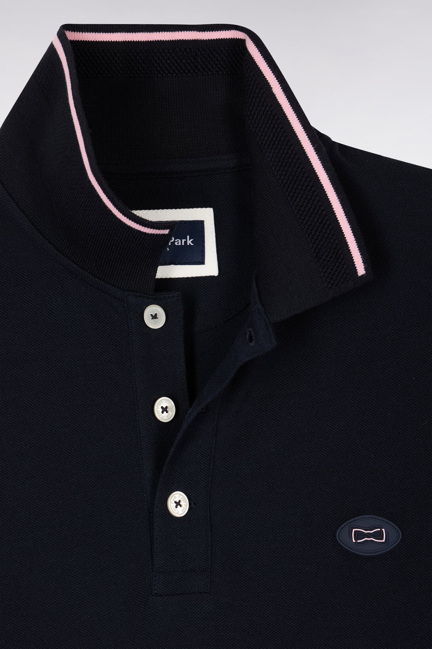 Short-sleeved polo shirt in navy cotton pique