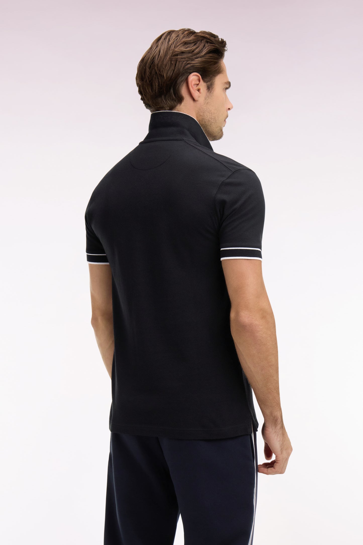 Polo à manches courtes en piqué coton noir
