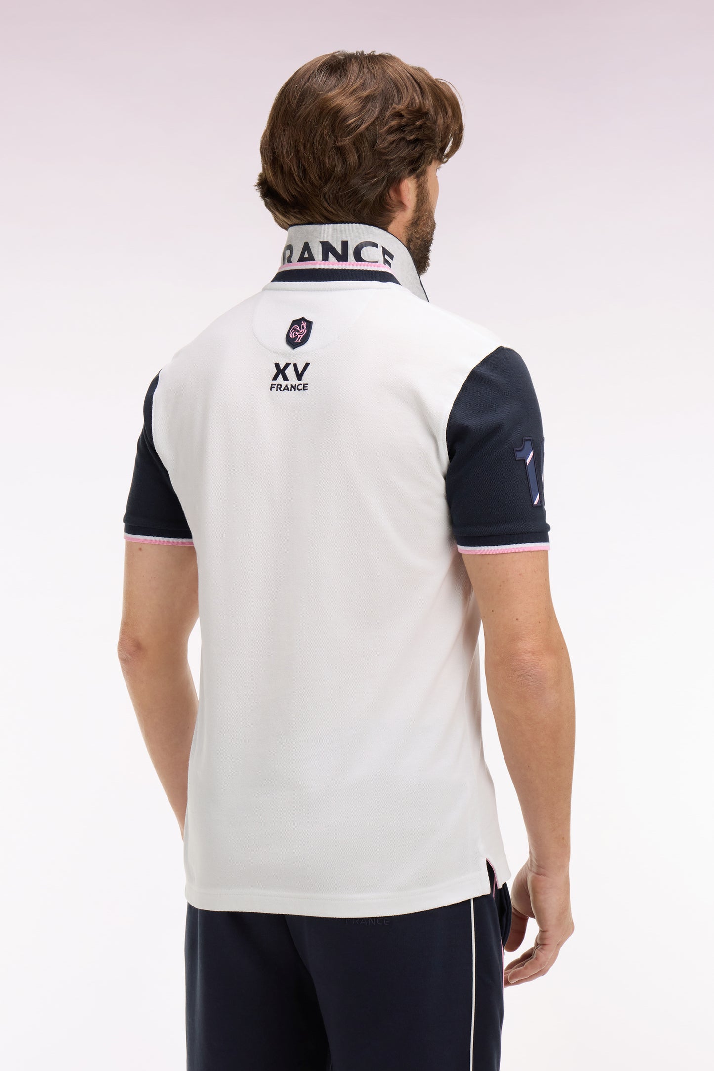 Polo à manches courtes XV de France en piqué coton blanc France