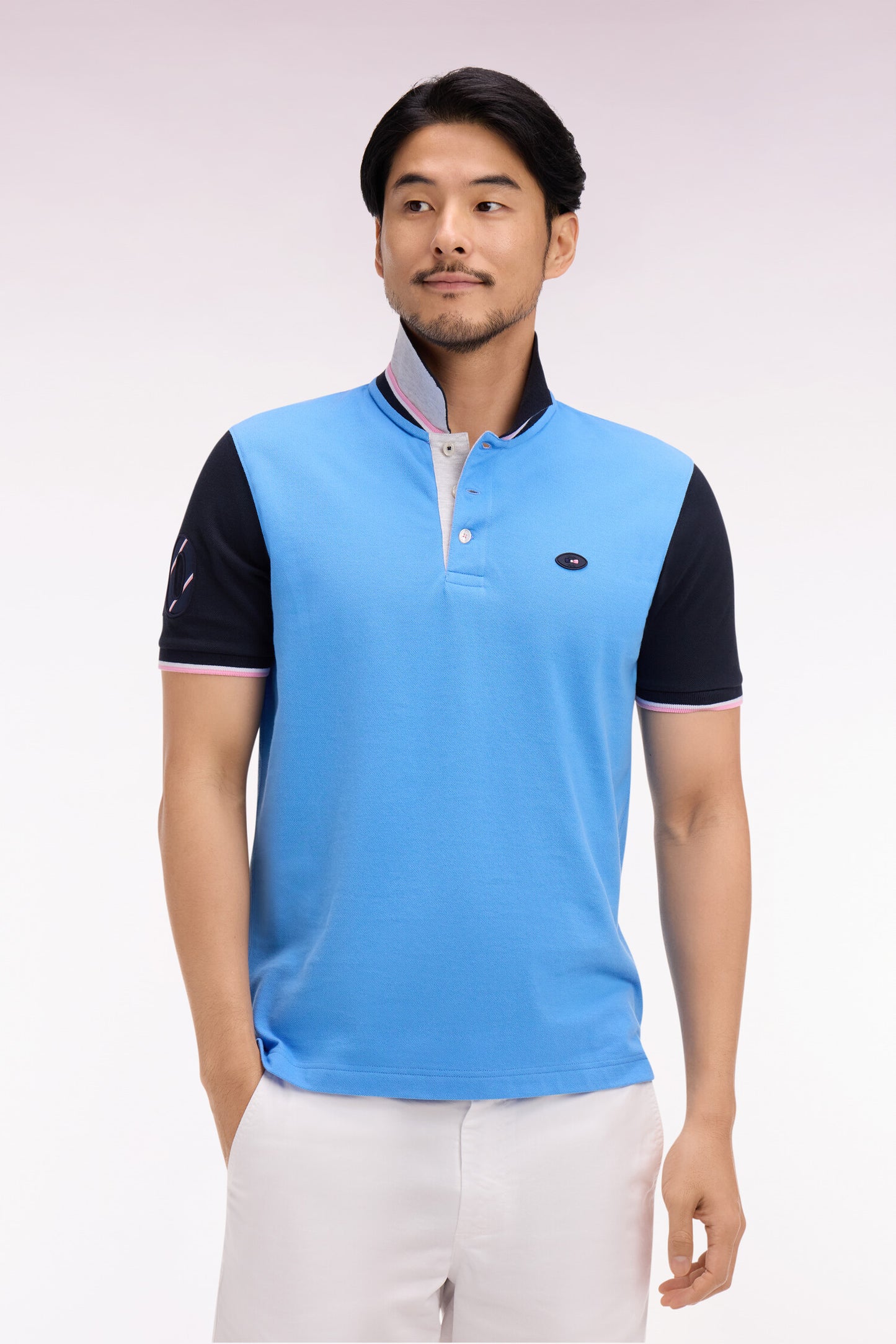 Polo à manches courtes XV de France en piqué coton bleu France