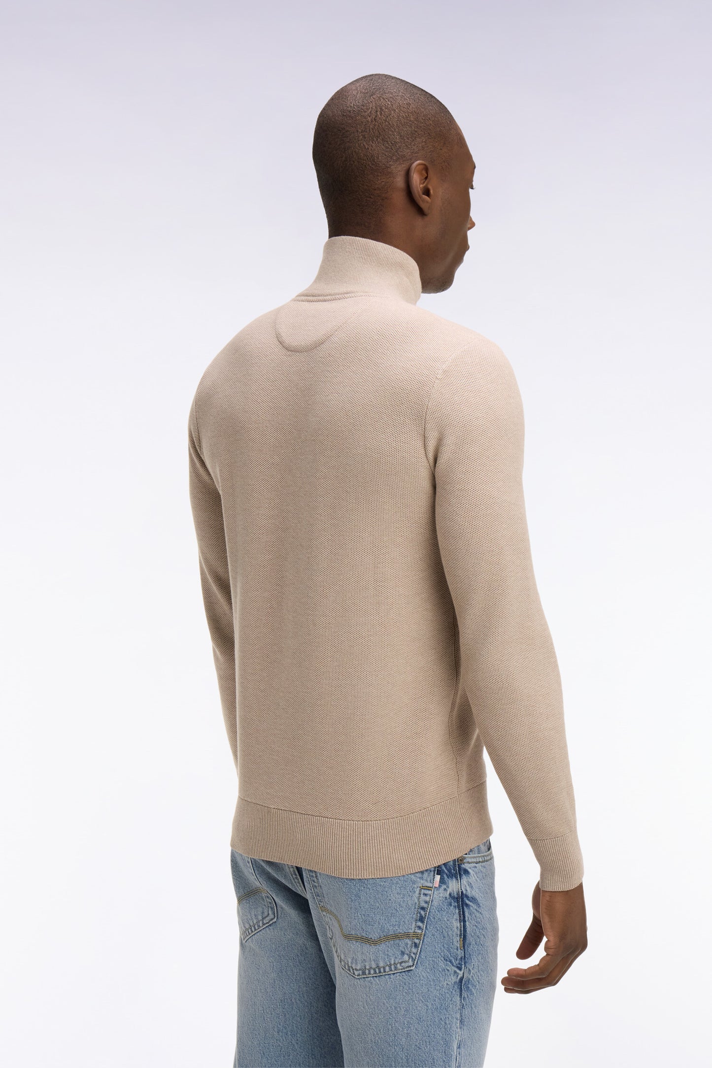 Pull col camionneur en coton beige