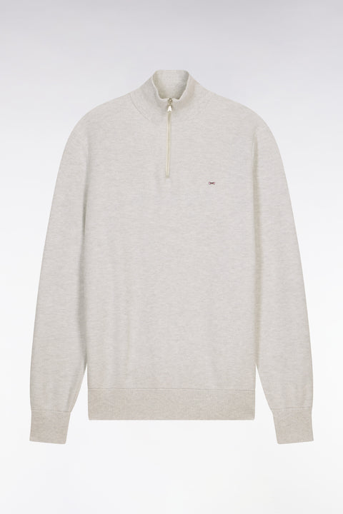 Pull col camionneur en coton gris clair - Image 2