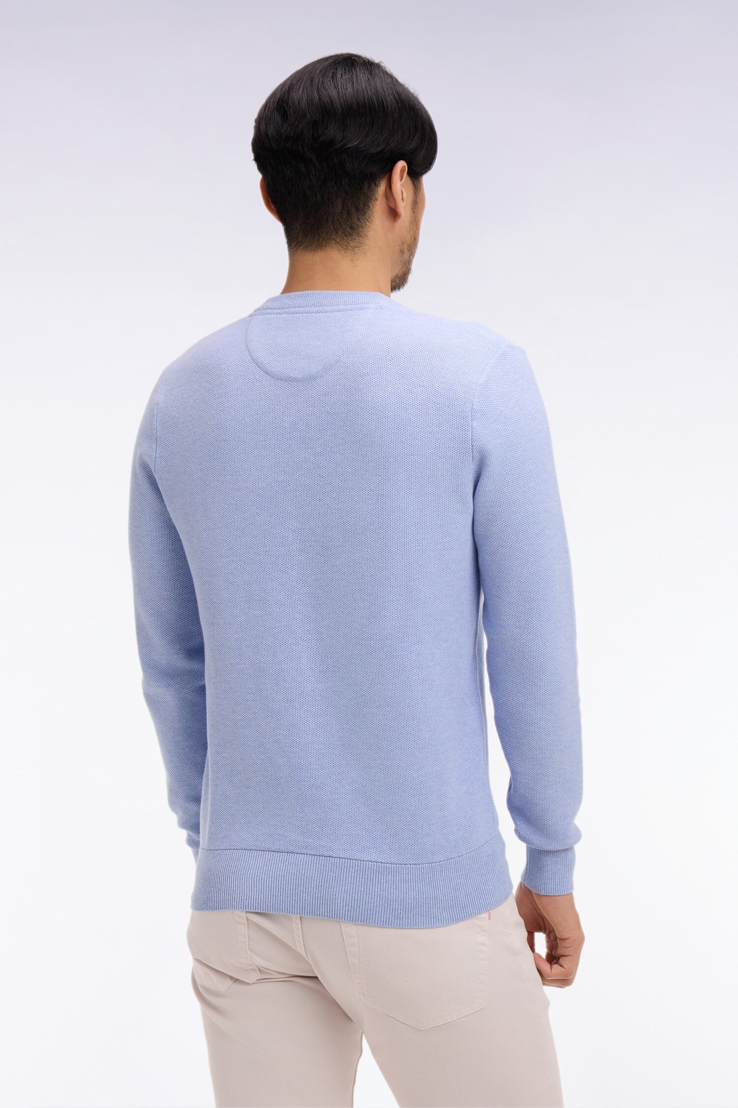 Pull col rond en coton ciel