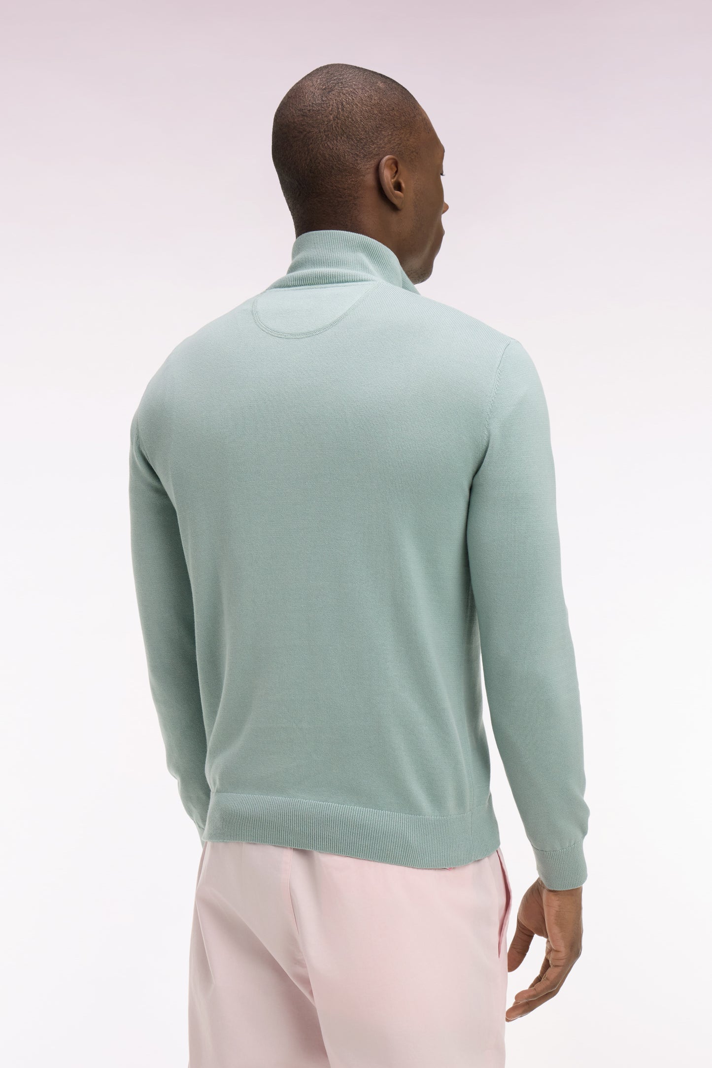 Pull col camionneur en coton vert d'eau