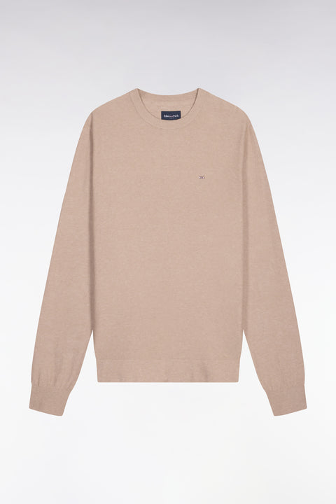 Pull col rond en coton et lyocell mélangés beige - Image 2