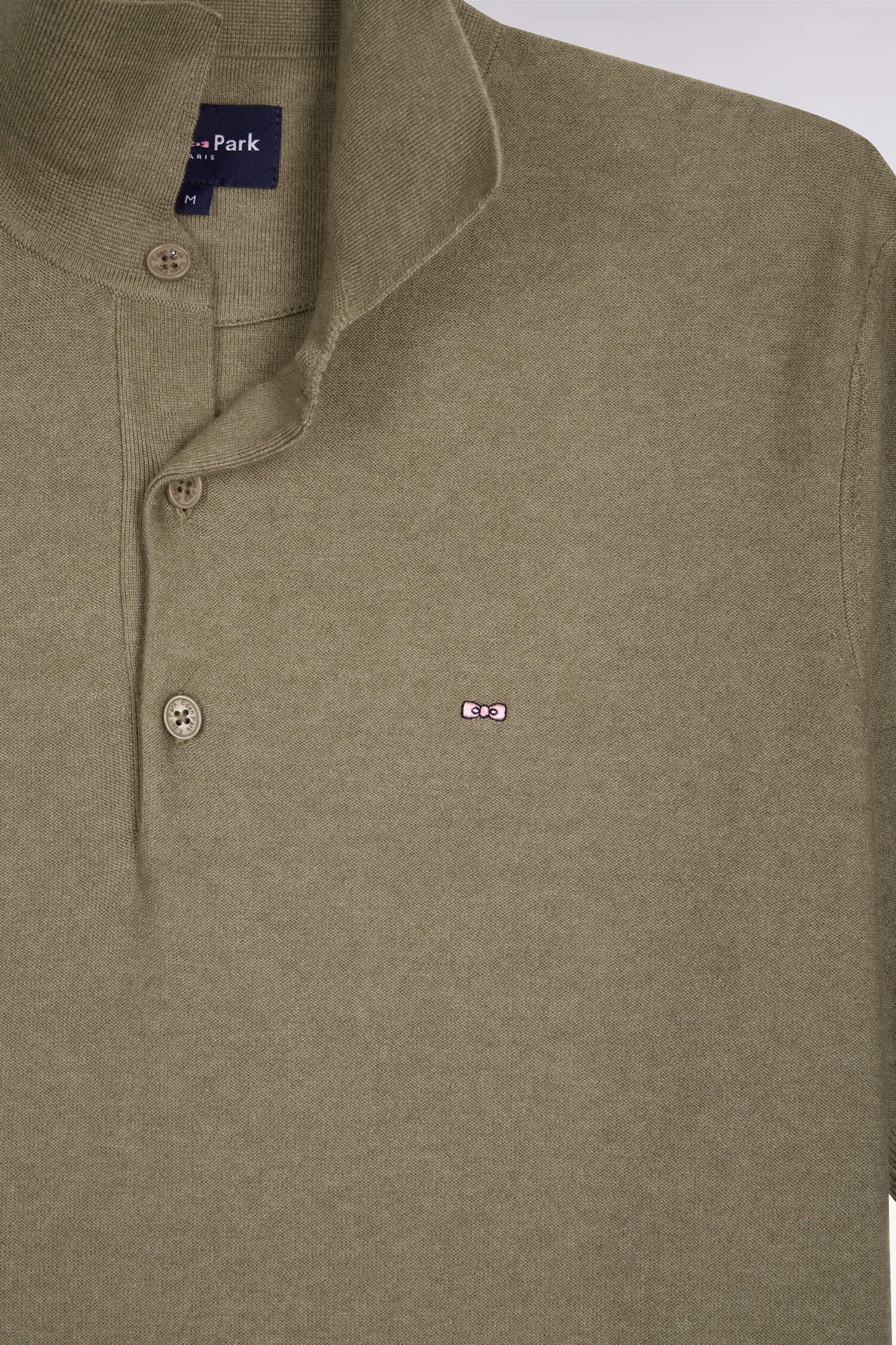 Pull manches courtes à col polo en coton et lyocell mélangés marron