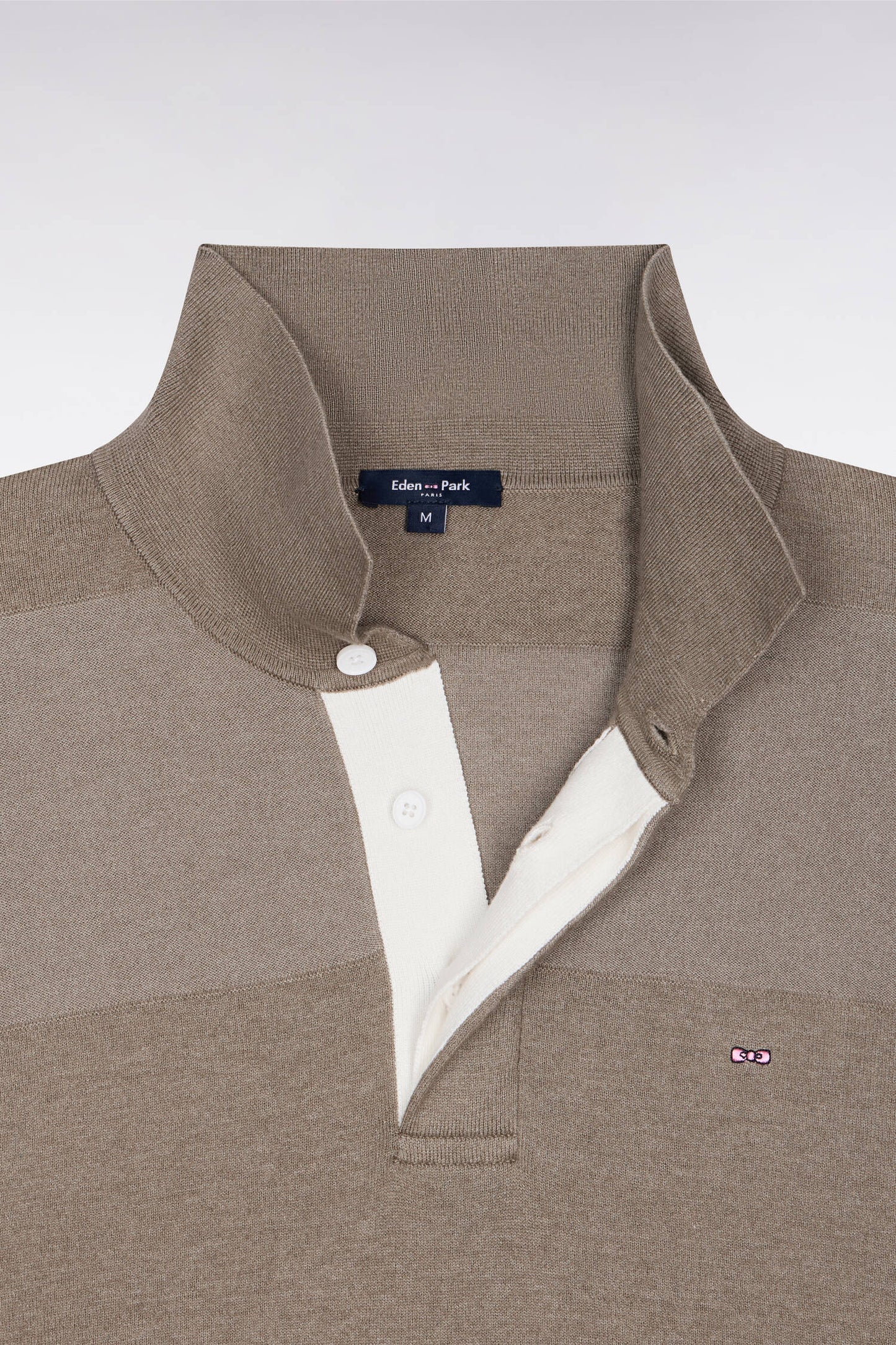 Pull col maillot rayé en coton et lyocell mélangés beige