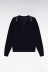 Pull col polo en coton marine