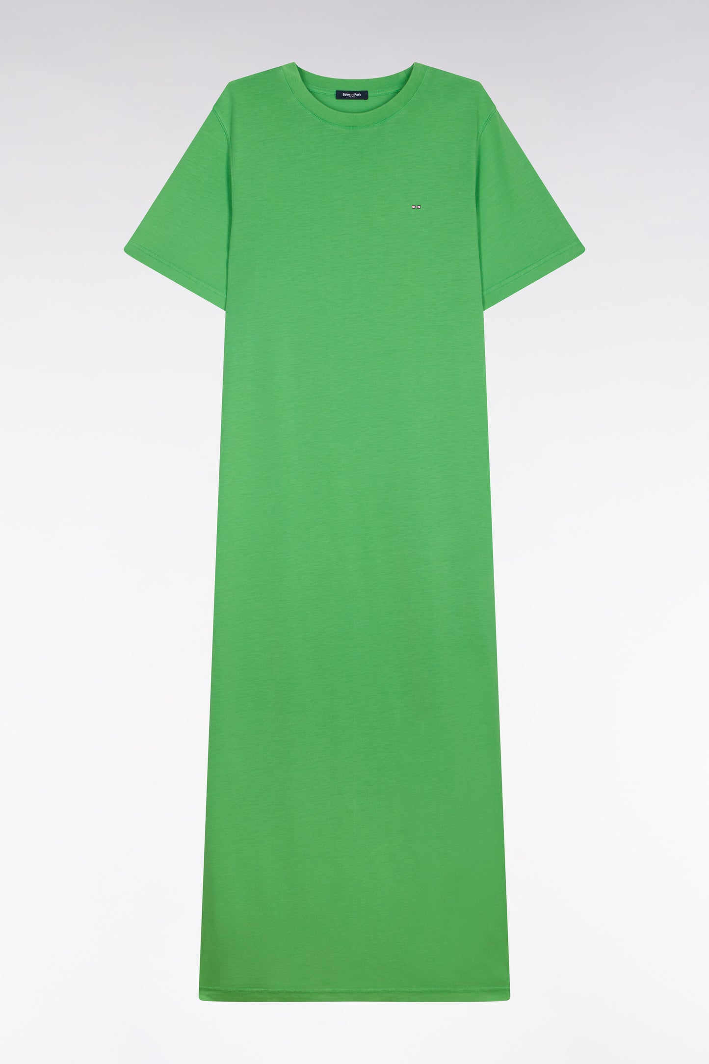 Robe T-shirt en lyocell et coton vert coupe droite