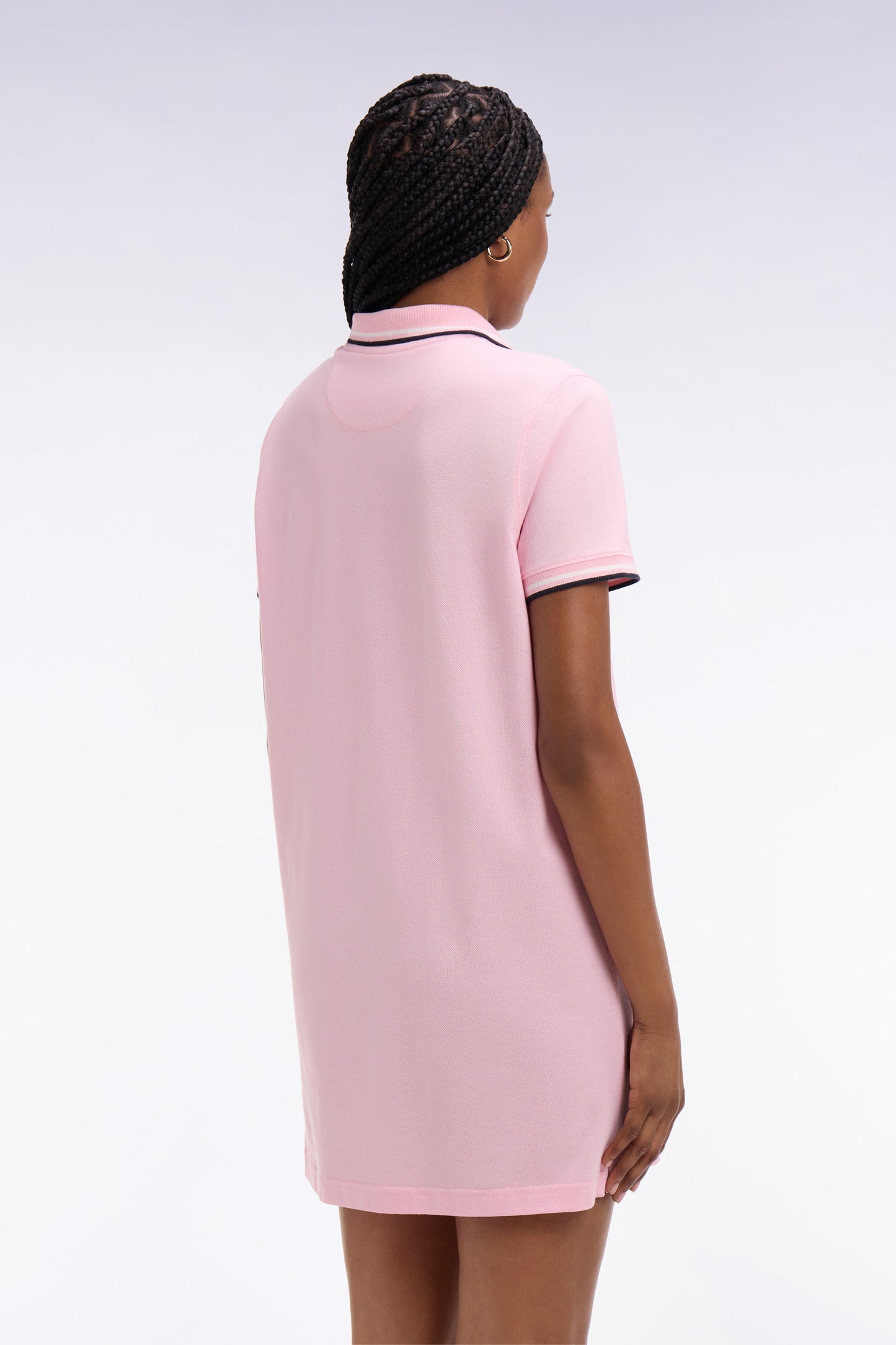 Robe polo en coton rose coupe droite