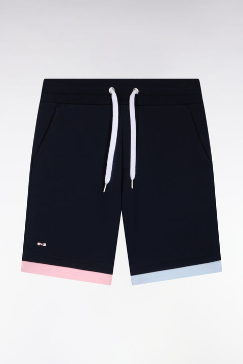 Short en molleton coton marine à bordures contrastées - Image 2