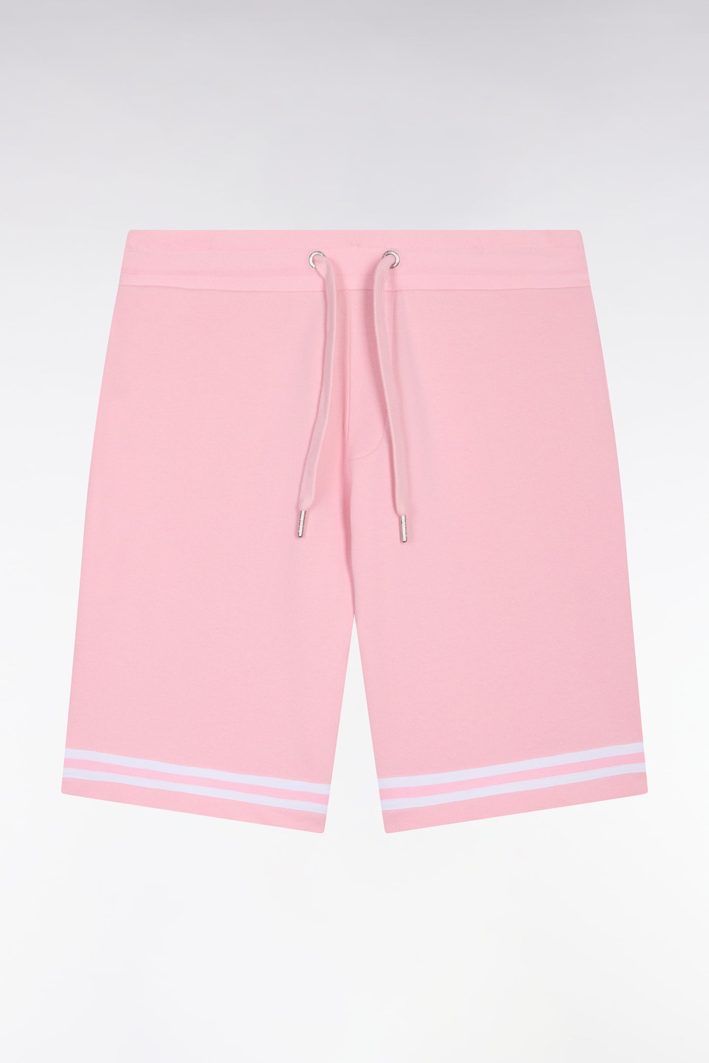 Short en molleton rose à bordures de jambe rayées