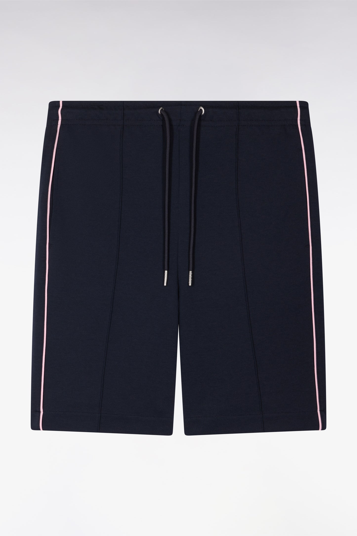 Short en molleton marine passepoils roses