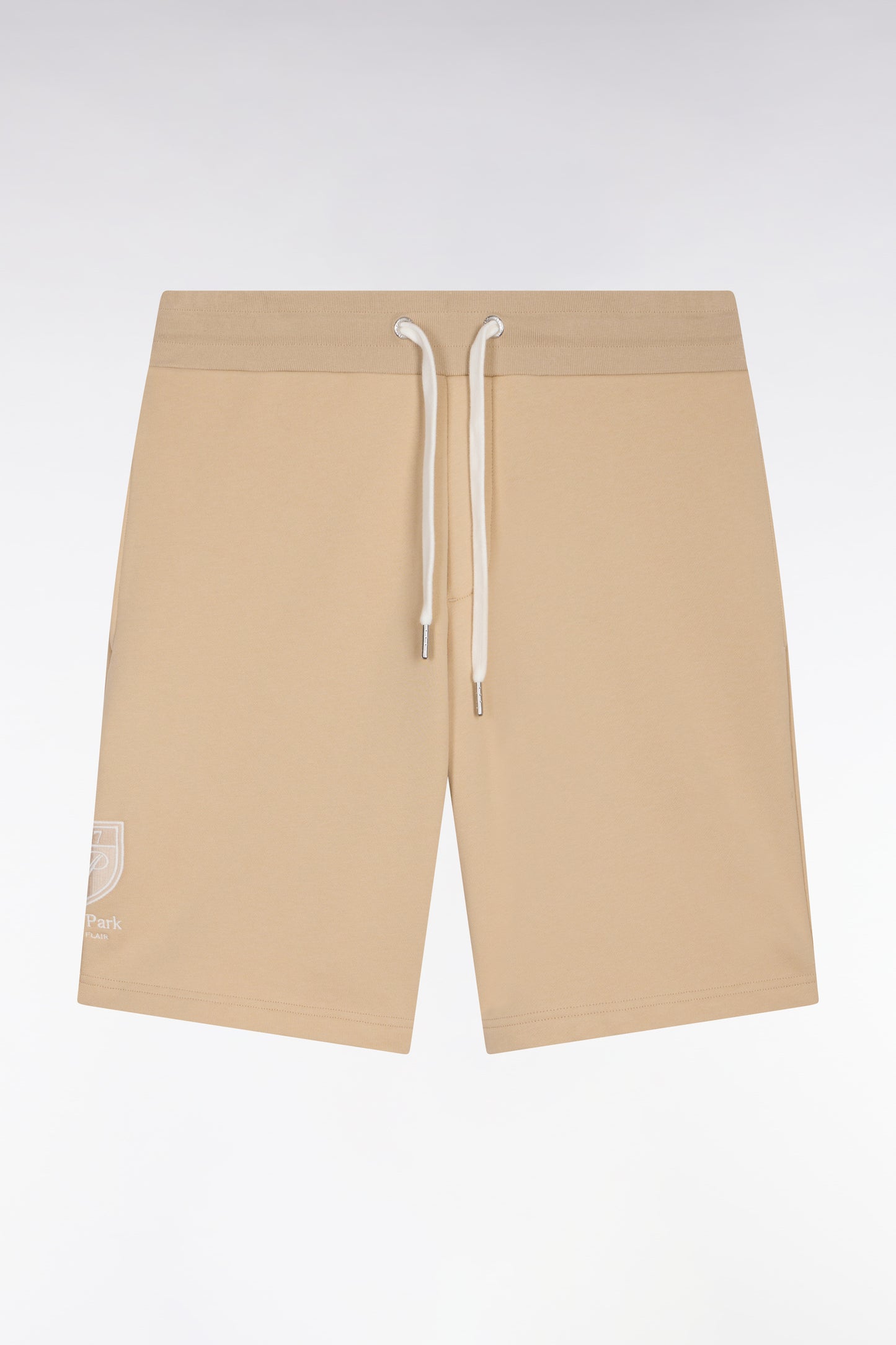 Short en molleton coton beige à broderie blason