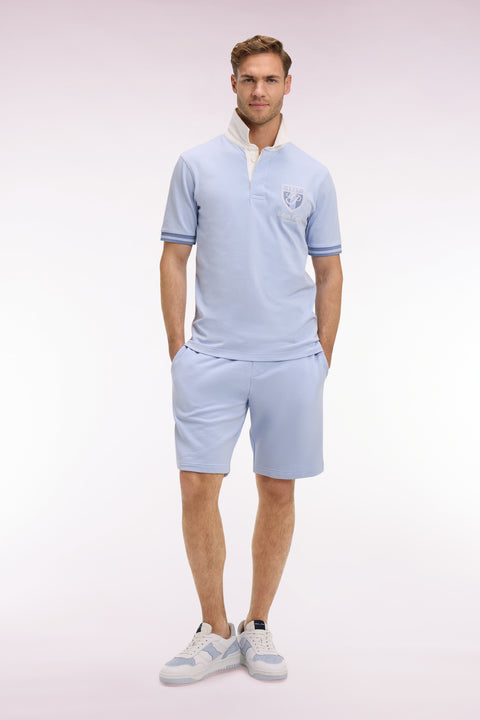 Short en molleton coton ciel à broderie blason - Image 3