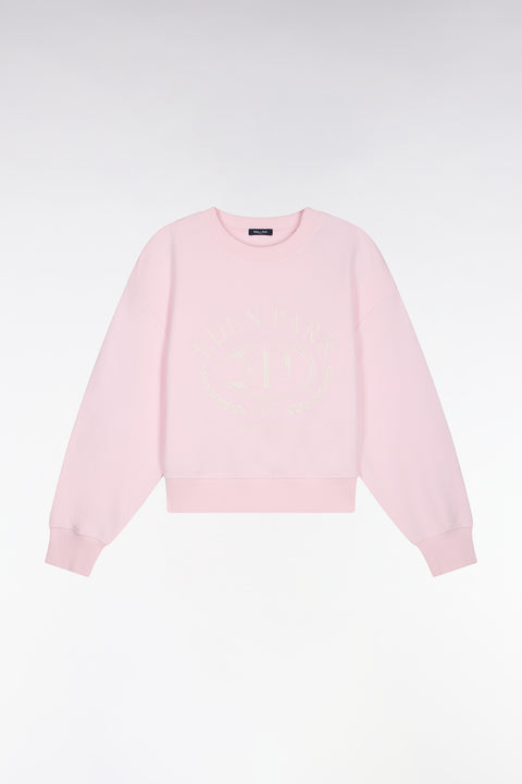 Sweatshirt en coton rose brodé coupe relaxed - Image 2