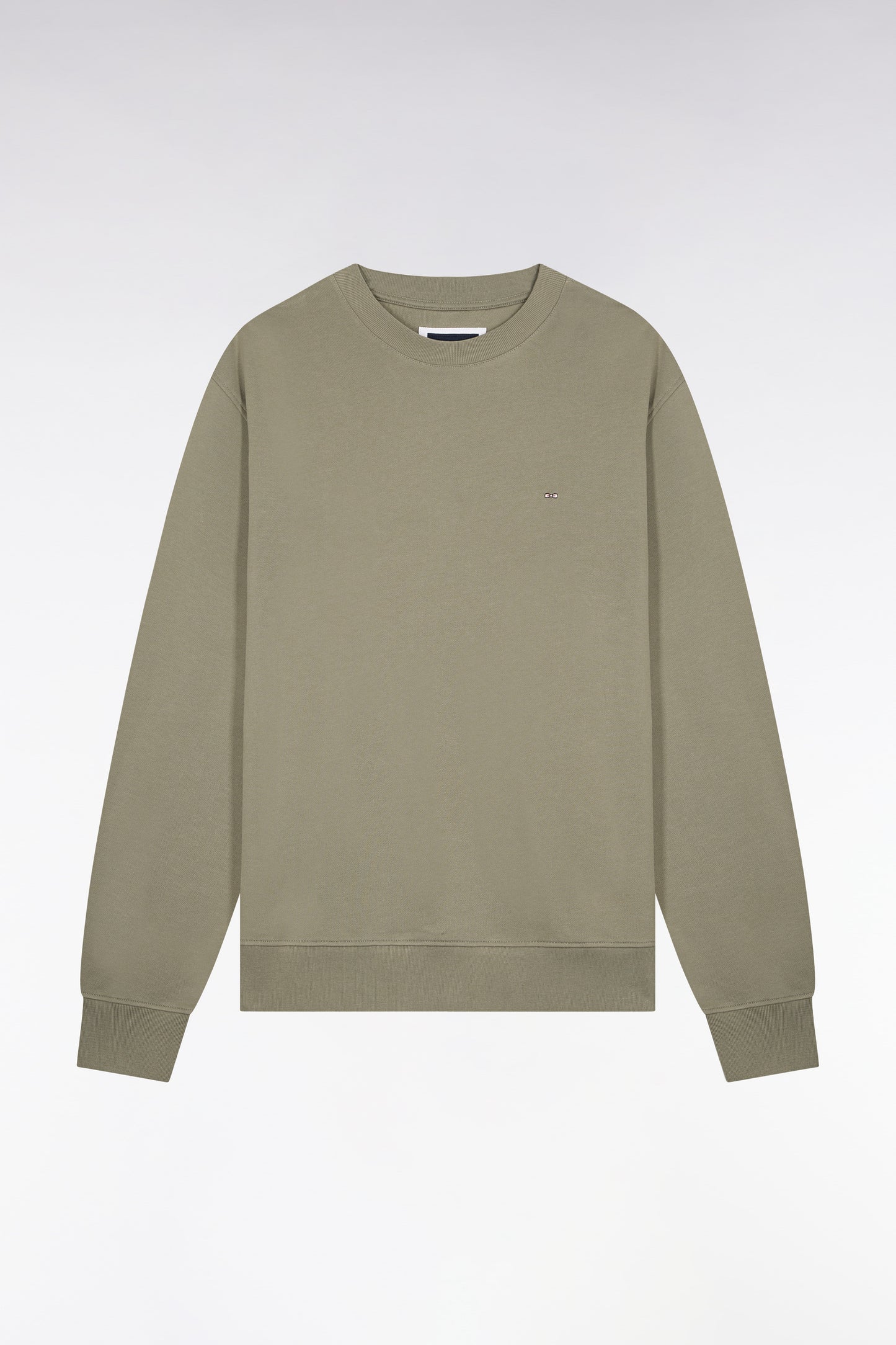 Plain khaki cotton fleece sweatshirt