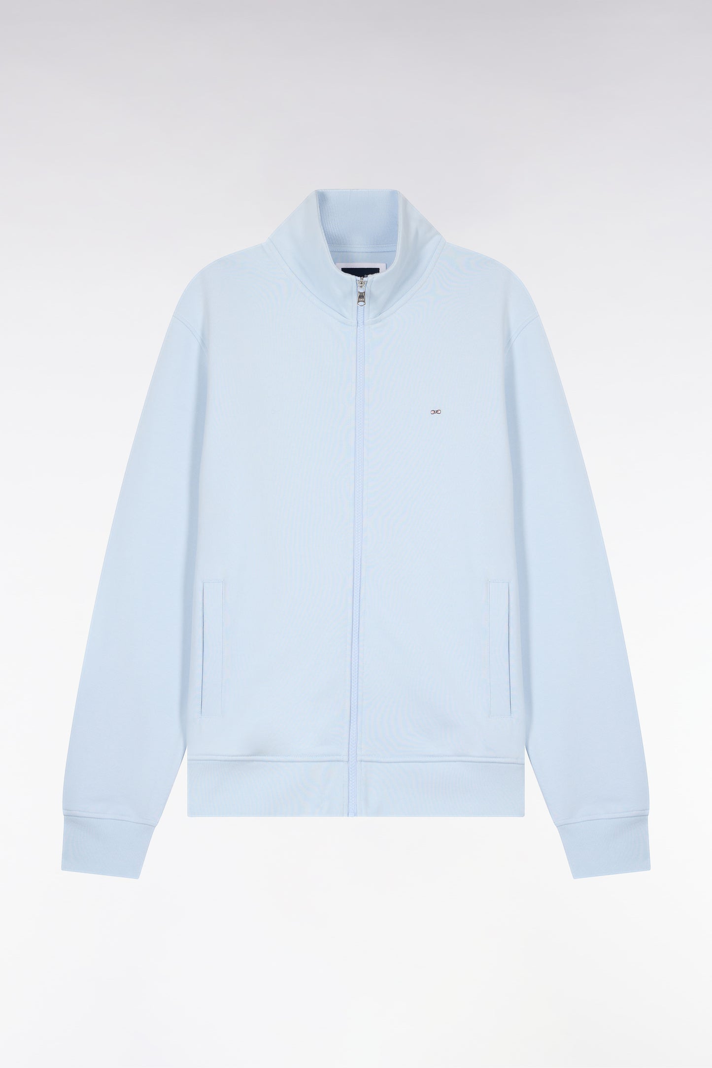 Sweatshirt zippé en molleton coton bleu ciel