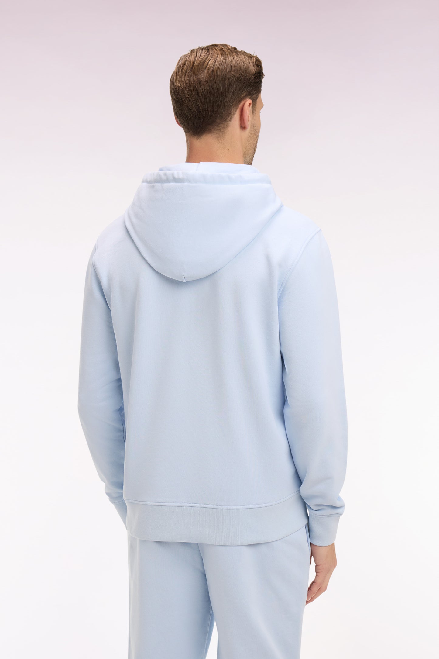 Sweatshirt zippé à capuche en molleton coton ciel