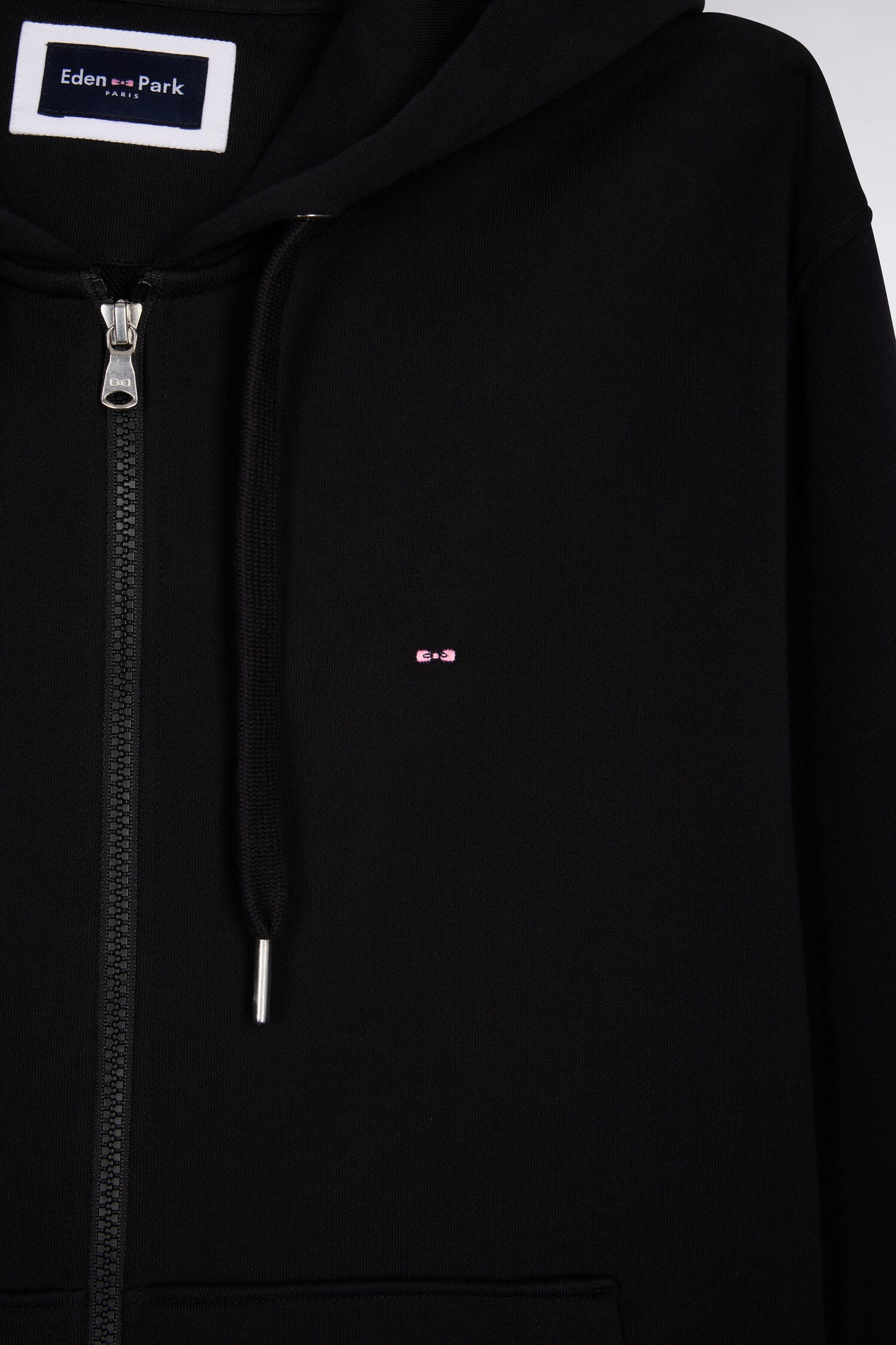 Sweatshirt zippé à capuche en molleton coton noir